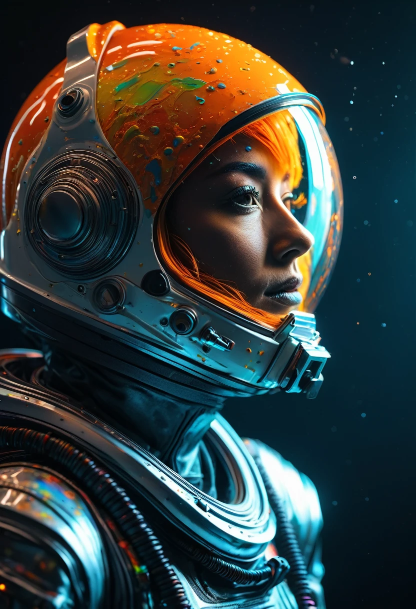 8K, ARTISTIC photogrAphy, best quAlity, mAsterpiece: 1.2), A (potrAit:1.2) ASTRONAUT ORANGE, full body RAW candid cinema, cyan hair, 16mm, color graded portra 400 film, remarkable color, ultra realistic, sad admosphere, dark lighting, oppressive atmosphere, depressive colors, kodak portra 400, photograph,r, Natural Light, Pinhead lighgts, blur reflection, Brush Strokes, Smooth, abstract, Splatter, Oil On Canvas, rainbow colors, fractal isometrics details bioluminescens : a stunning realistic photograph of wet bone structure, 3d render, octane render, intricately detailed, titanium decorative headdress, cinematic, trending on artstation | Isometric | Centered