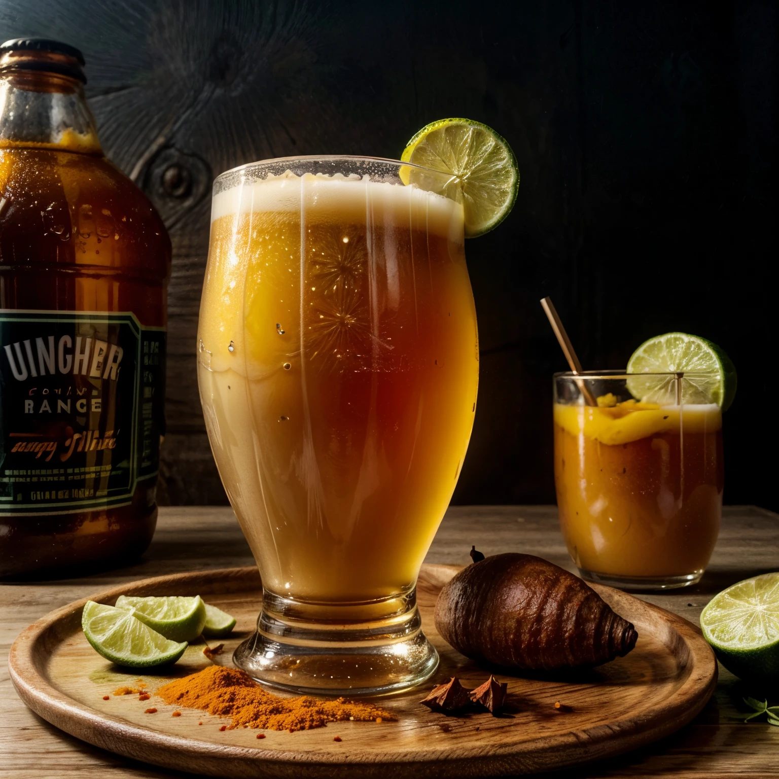 a refreshing pale ale infused with the sweet and tangy essence of mango puree, a squeeze of fresh lime juice in a cold chili powder rimmed glass.