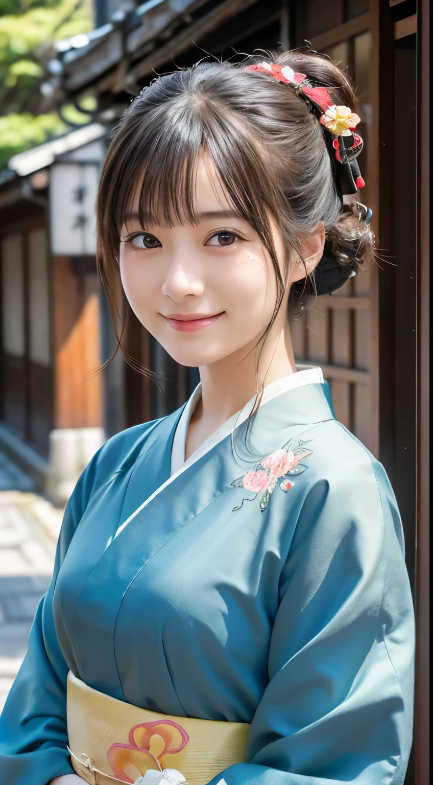 Professional Lighting,(Photorealistic:1.4), (Top image quality:1.0), (超A high resolution:1.0), 8k, Raw photography, (masterpiece:0.2), (Facing the children_v1:0.5)、(最高quality Detail:1.2)、Realistic、8K Ultra HD、High resolution、(1 girl:1.2)、超detailedな、High quality textures、複雑なdetailed、detailed、Very detailed CG、High quality shadows、detailed 美しく繊細な顔、Beautiful details and a delicate eye、(Symmetrical eyes:1.2),Written boundary depth、Ray Tracing,1 girl, Japanese Girls, (Natural smile:1.4),cute, thin, Portrait of a beautiful Japanese woman in a kimono, Standing elegantly on a street corner in Kyoto. Kimono with vibrant traditional patterns, Hair decorated with elegant and delicate hairpins, Gentle expression. (With the old streets of Kyoto in the background:1.4)、The soft light of a spring afternoon、Adding tranquility to the scene. Rendered in a Realistic style with great attention to detail, High resolutionの画像.Sky Porn, Magic Hour, (Realistic:1.3), finely, quality, (Tabletop:1.2), (Realistic:1.2), (最高quality), (複雑なdetailed), dramatic, Ray Tracing, photograph, +roller