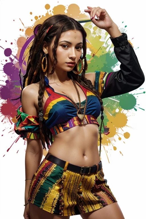 vector art,stained art(1rasta girl with COLORFUL clothes)mafia 4K IMAGE LEONADO STYLE VICCE MONALISA