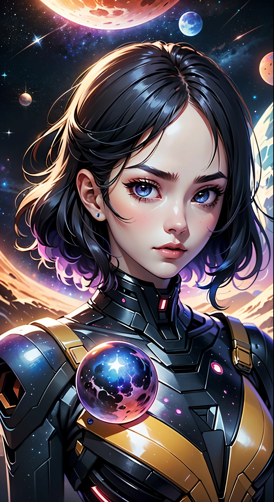 nijistyle,rfktr_technotrex,woman exploring planets, alien worlds, exotic locations, deep space,unkown terrors, galactic, nebulas,stars,fcPortrait
