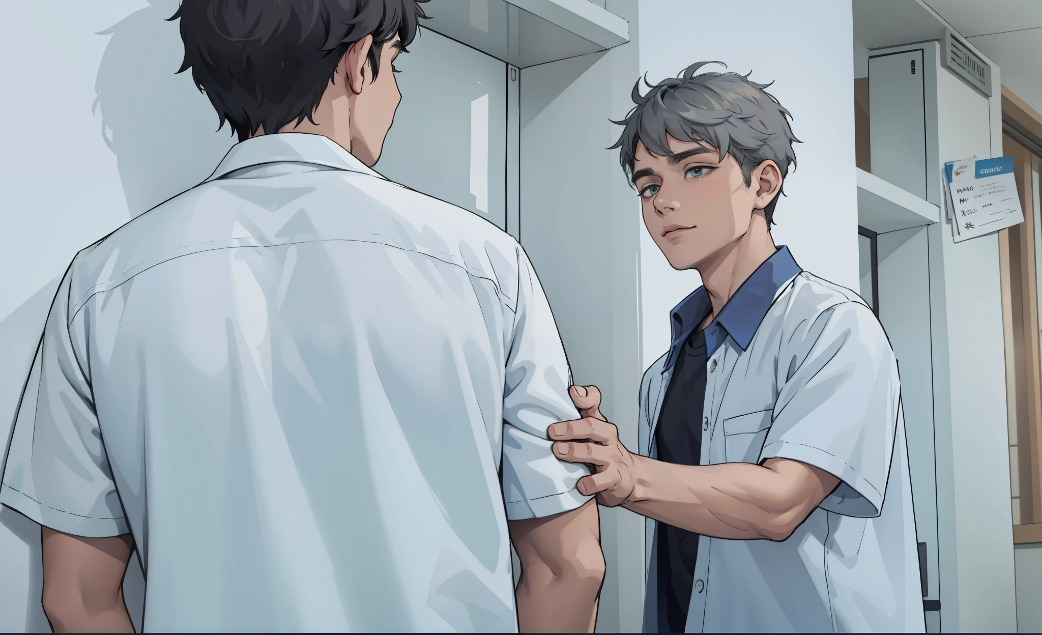 hay dos chicos uno ce cabello gris
