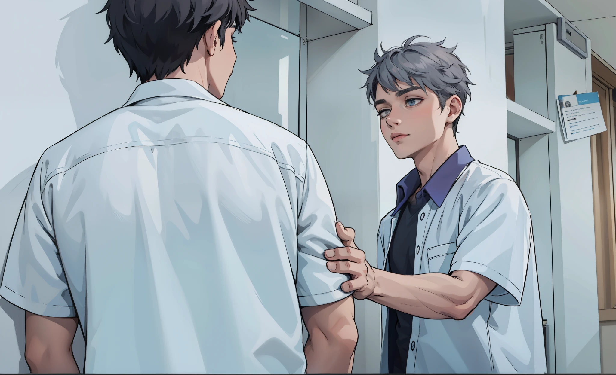 hay dos chicos uno ce cabello gris