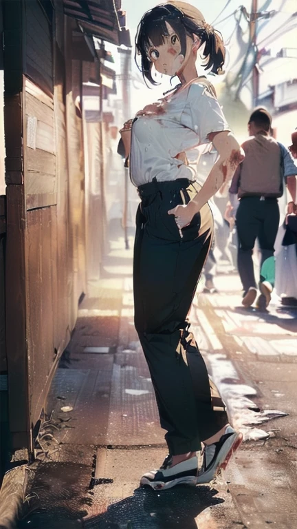 (must be follow these prompts:2),masterpiece, best quality, extremely detailed,photorealistic,(one woman:2),(alone:1.5),(genuine japanese looks:1.5),(japanese pretty woman:1.5),(adult woman but girly looks:1.4),(girlish face:1.6),(casual clothes on:1.4),(adorable face:1.4),(in tokyo:1.4),(a little plump face:1.5),(a little tiny height:1.3),(a little fat legs:1.3),(a little short regs:1.2),(a little plump hip:1.3),(natural face:1.8),(hardened chino pants is vital for her:1.5),(remarkable hardened chino pants on:1.5),(usual face:1.6),(must be her chino pants on:1.5),(she looks like japanese idol:1.5),(do not cut out her clothes:1.5),(normal body structures:1.9),(displayed one woman on single picture:2),(irresistible voluptuous body style:1.5),(must be fully clothes on:1.8),(a little plump japanese woman:1.2),(a little plump legs:1.3),(ejaculated in her arsehole again and again but her chino pants on:1.7),(she is very tired to faint away but her clothes on:1.8),(she looks exhausted with viscously clothes on:1.8),(her booty is too frousy but her chino pants on:1.7),(her trousers are bathed in oldest cum too much:1.6),(she looks like a lolita:1.7),(numerous cum in her vagina but her chino pants on:1.8),(unbelievably creampied but her chino pants on too much:1.8),(ejaculated in her pussy again and again but her chino pants on too much:1.9),(numerous cum on her crotch area behind her chino pants on too much:1.6),(oldest cum remains inner chino pants too much:1.9),(her chino pants thoroughly penetrated with oldest semen:1.6),(her arsehole is creampied but her chino pants on:1.8),(her arsehole is baggy after annual sex but her chino pants on:1.9),(repeated gang-rape to her double holes but invisible it beyond her chino pants far too much:1.9),(multiple raped and creampied every night but invisible it beyond her chino pants too much:1.9),(usual face and usual life:2.3),(gruesome cum survivor:2)