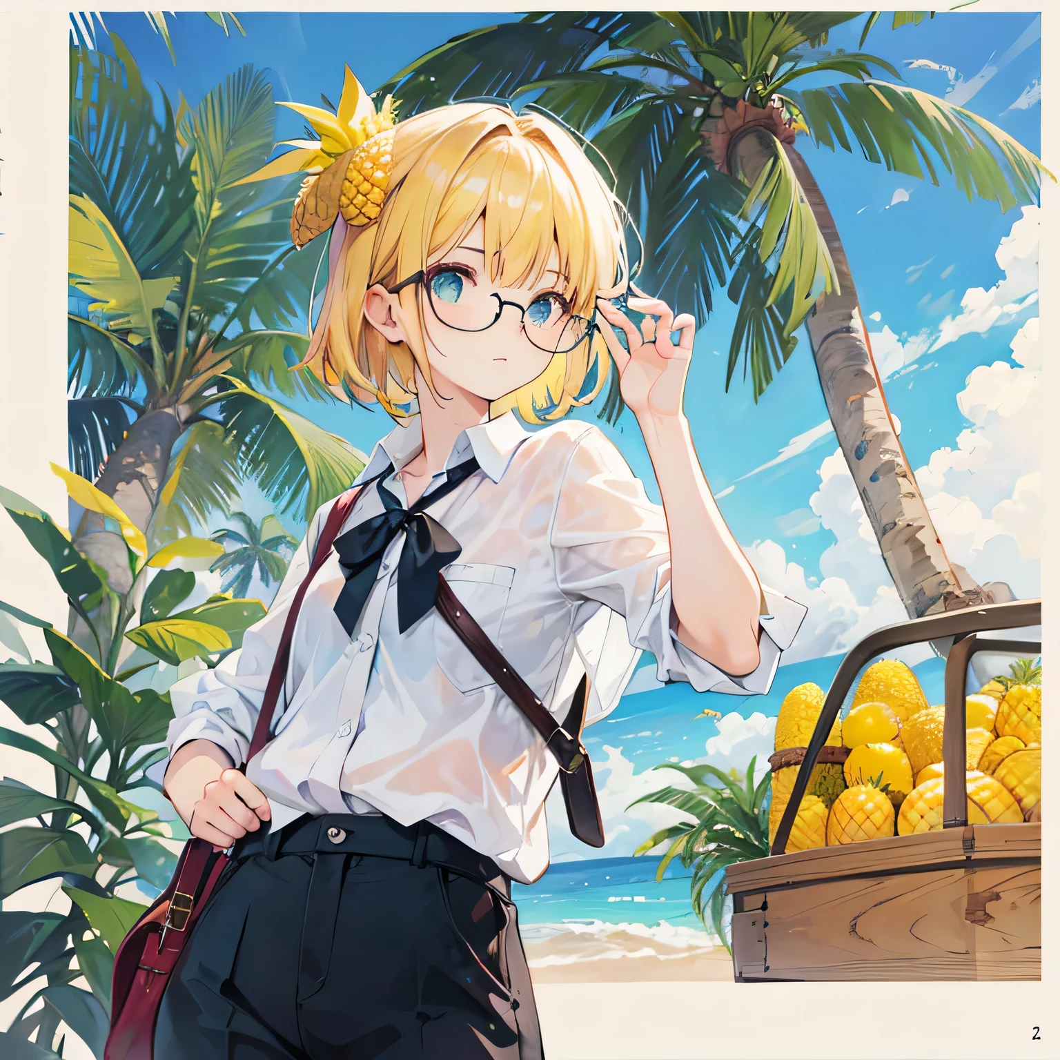 a pineapple with glasses