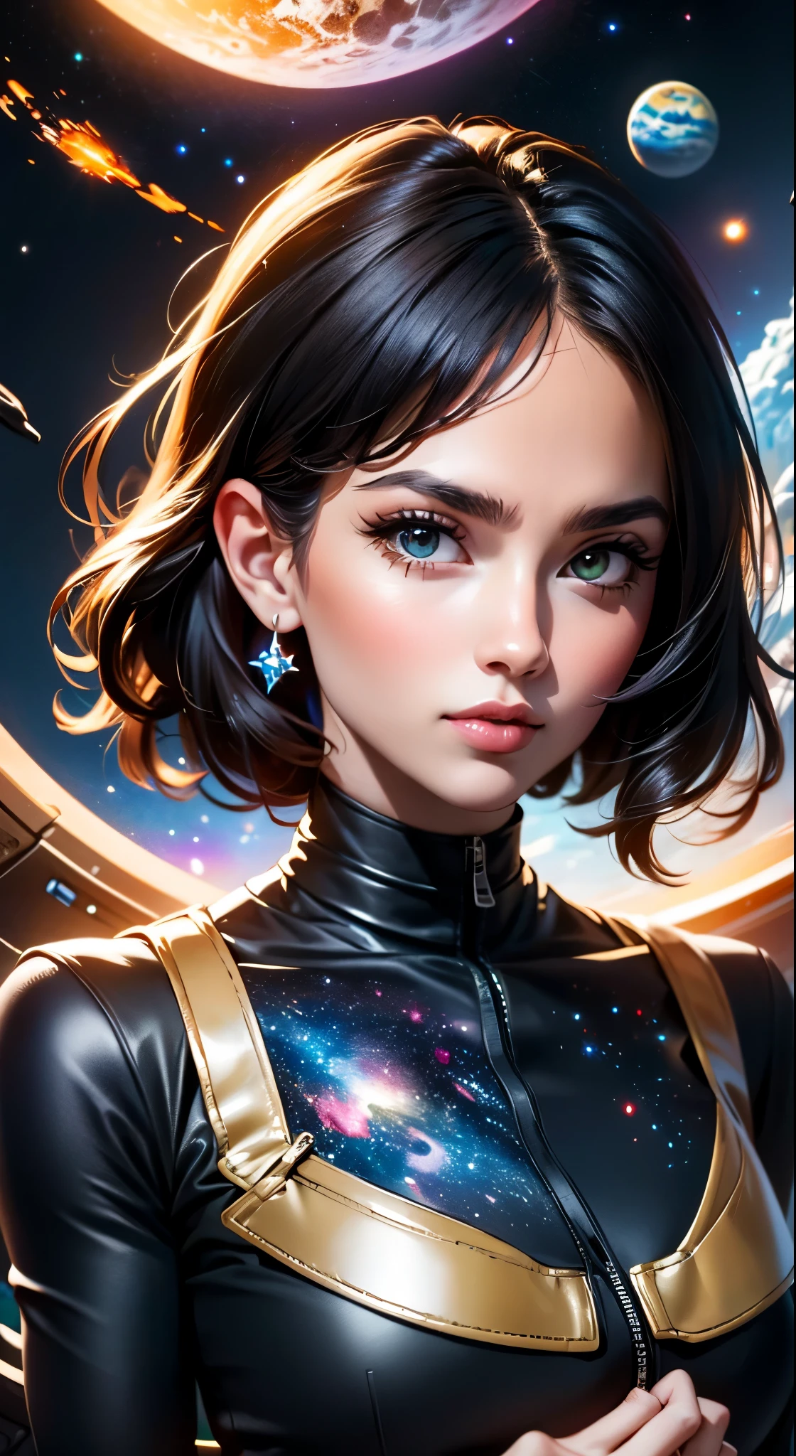 nijistyle,rfktr_technotrex,woman exploring planets, alien worlds, exotic locations, deep space,unkown terrors, galactic, nebulas,stars,fcPortrait