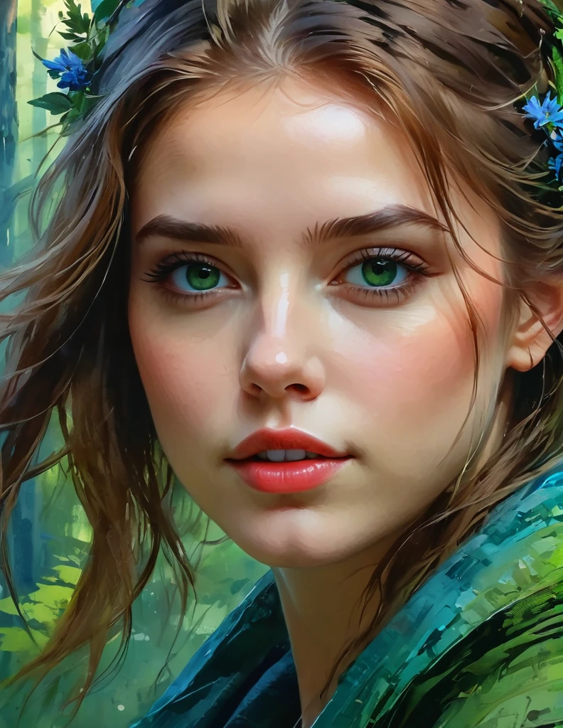 The prompt generated based on the given theme is as follows:
"happy girl, centered, looking at the camera, approaching perfection, dynamic, (shades of blue and (forest green:1.5)), extremely detailed, digital painting, artstation, concept art, smooth, sharp focus, illustration, art: Carne Griffiths, Vadim Kasyan, detailed face, 4K, high-resolution, masterpiece:1.2, ultra-detailed, photorealistic:1.37, HDR, studio lighting, ultra-fine painting, vivid colors, bokeh."