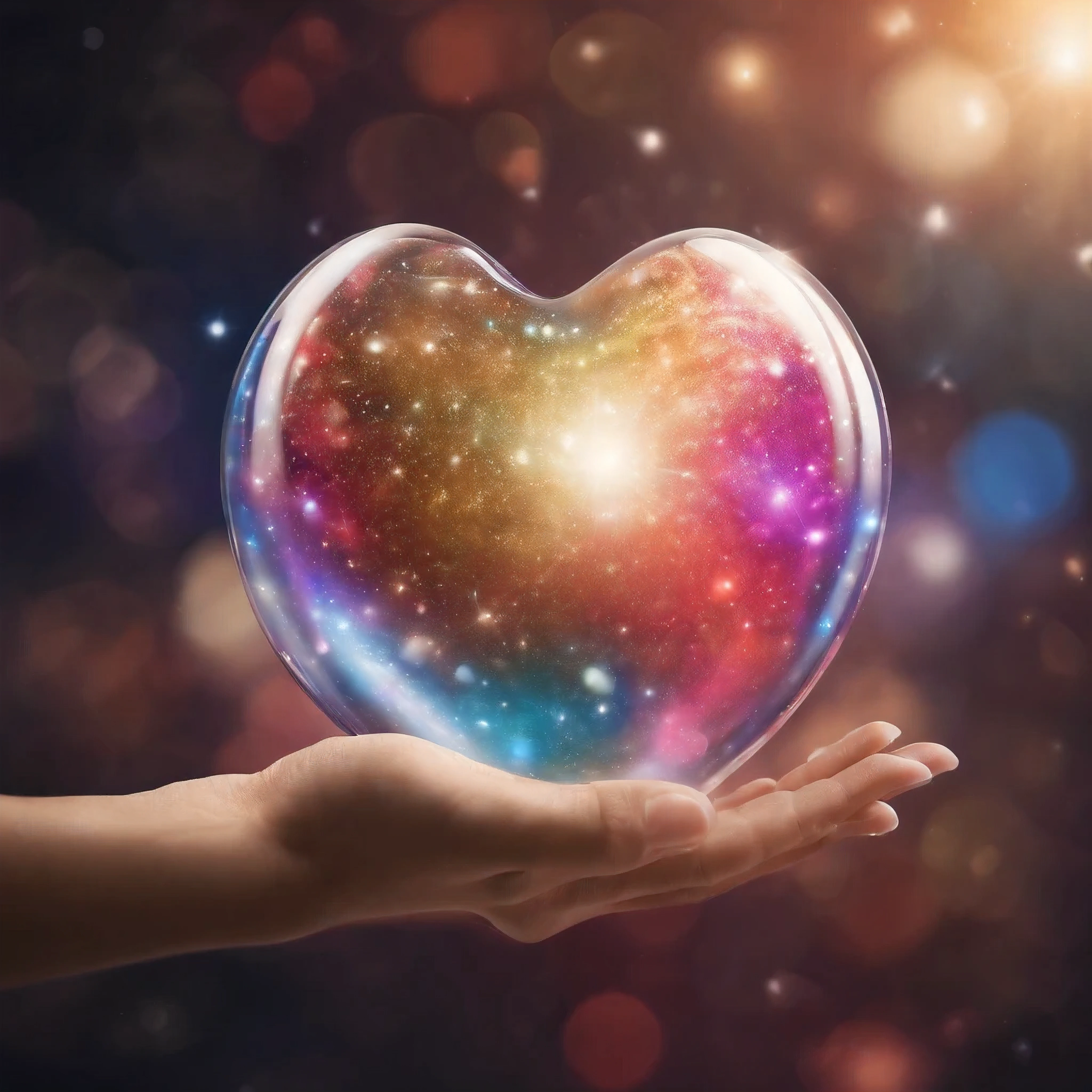 "Thank You” name written around 3d multi colors inside a bubble hearts stars fluffy, 3d render, cinematic, fashion, typography, photo