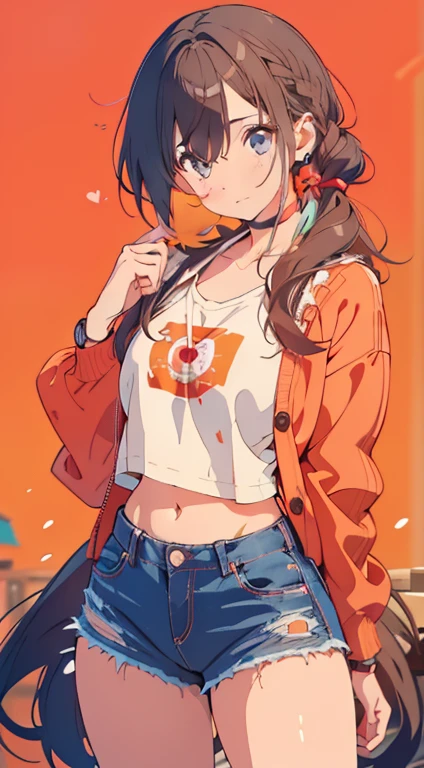 Kurenai do anime Naruto, cabelo preto, Cabelo longo, olhos vermelhos, using mascara, corpo perfeito, Seios perfeitos, Mulher bonita, muito bonito, vestindo uma camisa branca, wearing a red cardigan, jeans, usando uma bolsa, using a watch, usando brincos -brincos, were no Shopping, no Shopping, realismo, obra de arte, couro texturizado, super detalhado, alto detalhe, alta qualidade, melhor qualidade, 1080P, High definition, 16K