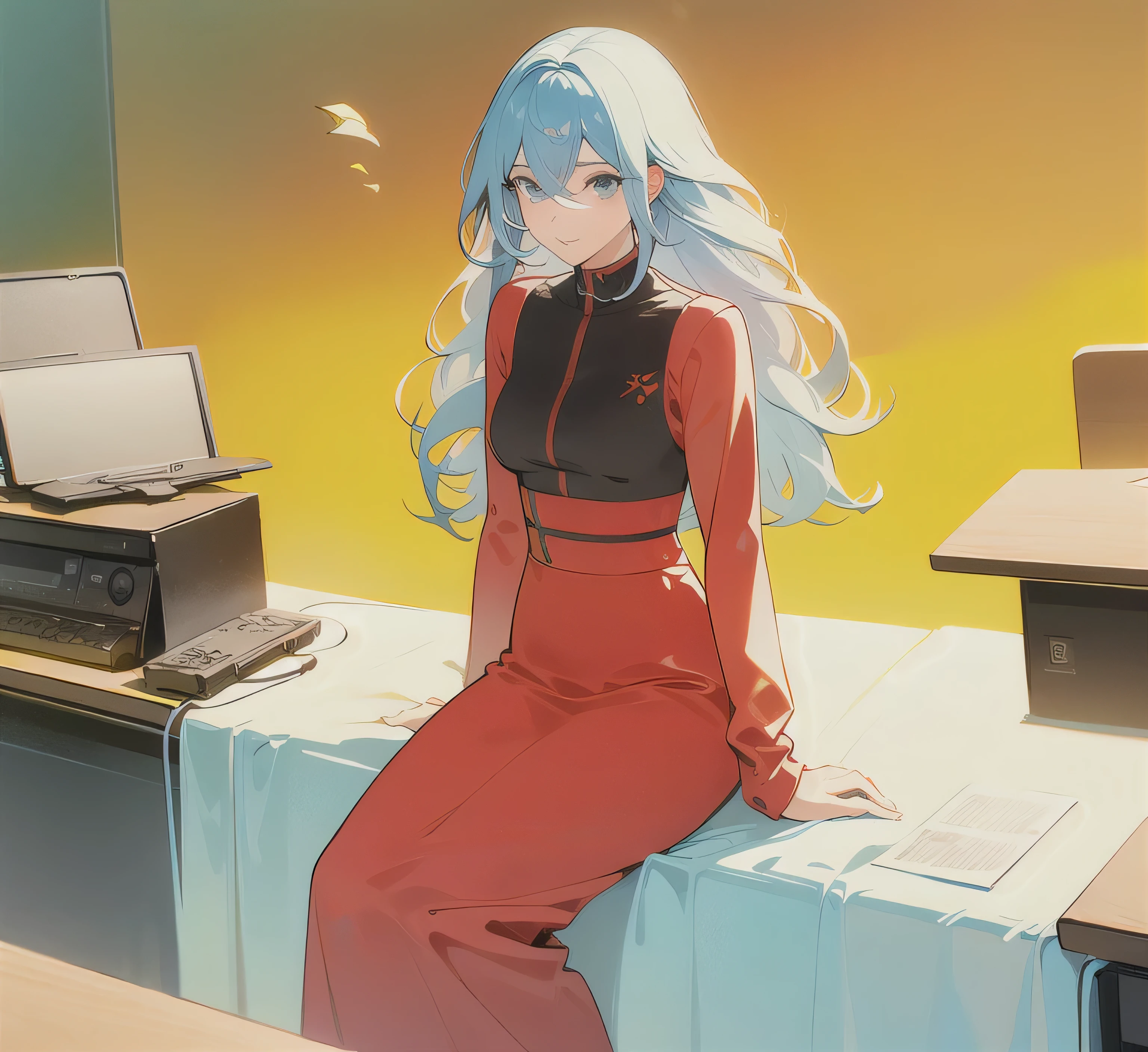 ((melhor qualidade)), ((obra de arte)), (detalhado), rosto perfeito
((melhor qualidade)), ((obra de arte)), (detalhado), rosto perfeito
Uma garota. Cabelo curto, com franja grande. Anime estilo 2000s. Olhos da cor vermelho escuro. Anime antigo. Roupa escolar azul. she is sitting at a school desk. Anime antigo.