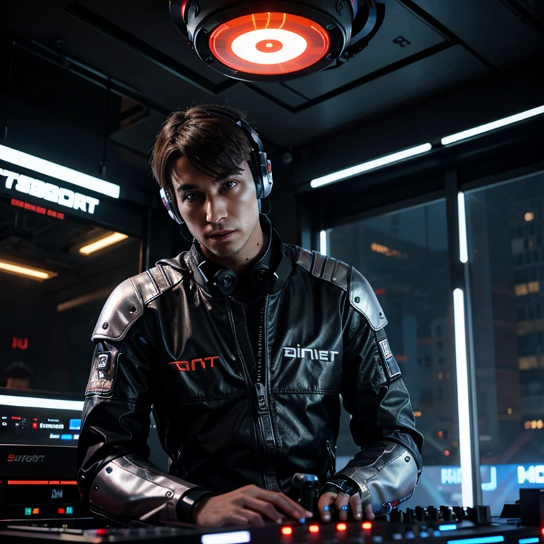 Male DJ Robot in Futuristic Cyberpunk