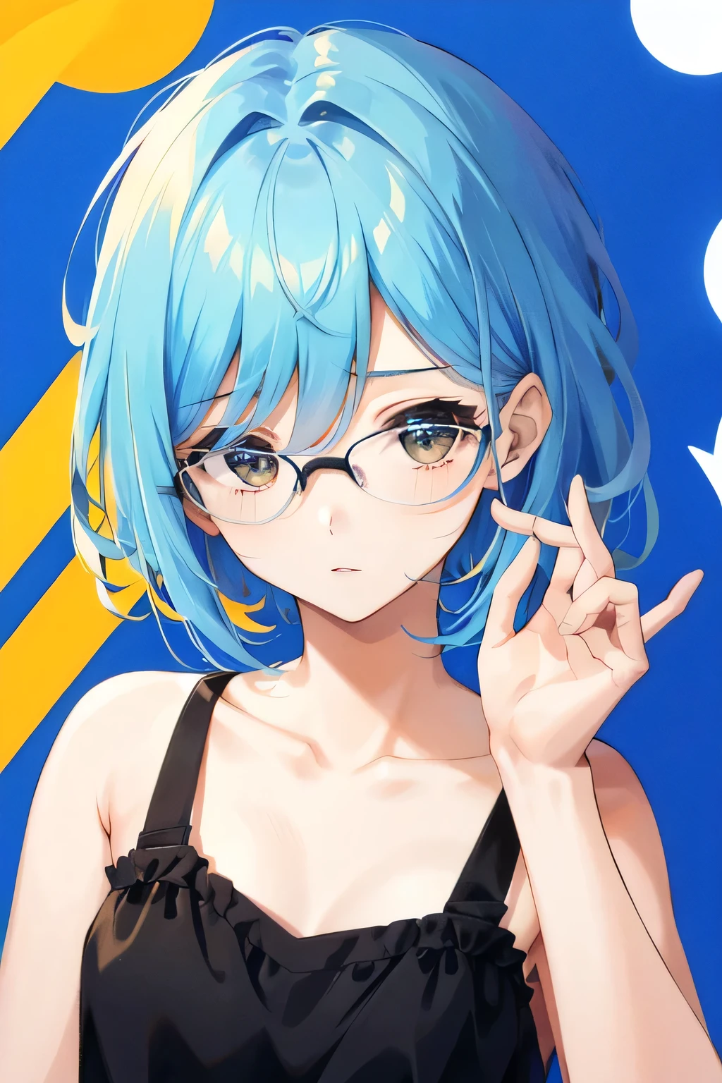 1 chica, sola, shy, , cabello corto, lentes, frente
