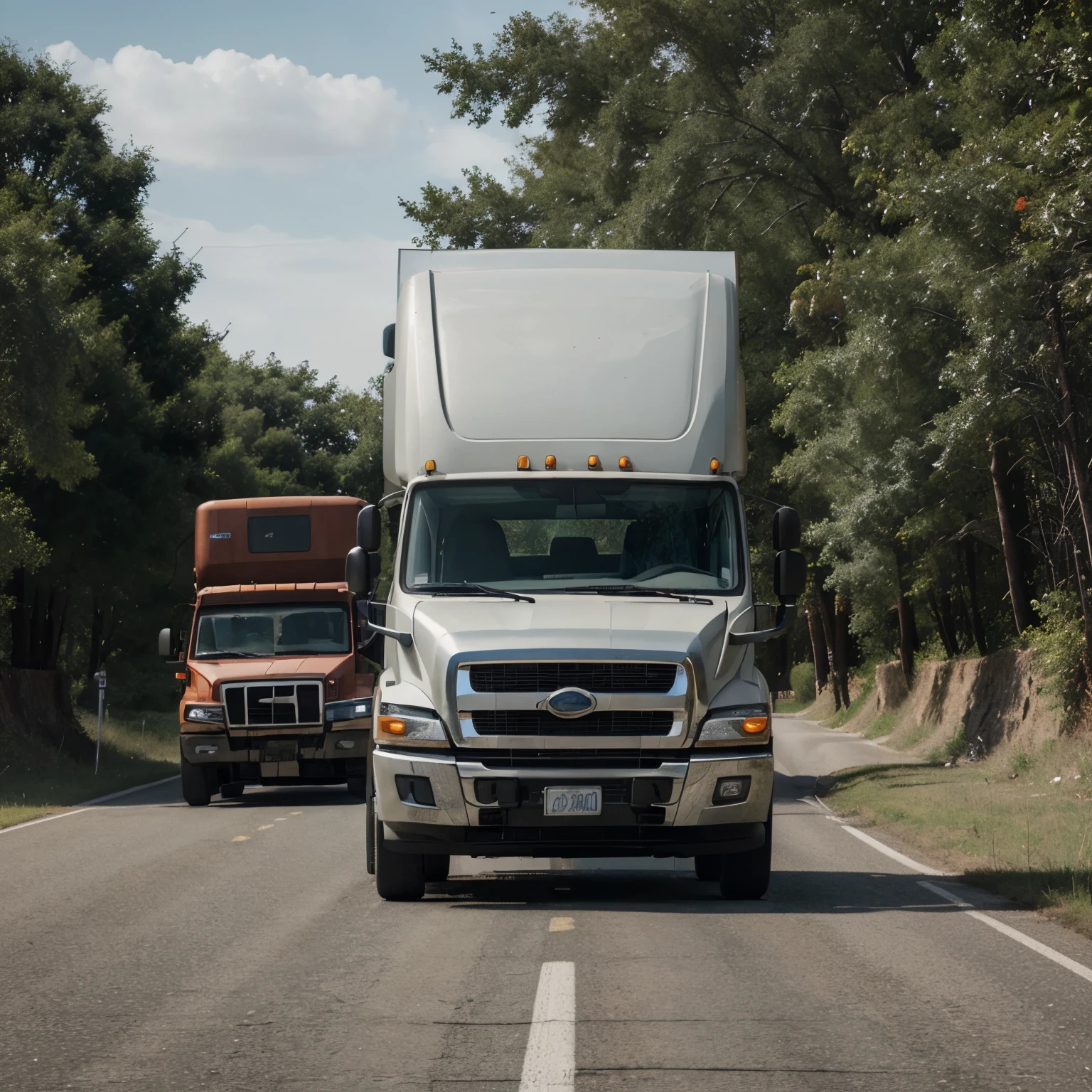 An illustration that represents the result of reduced mileage driven by vehicles due to the use of a routing tool . The vehicles are trucks