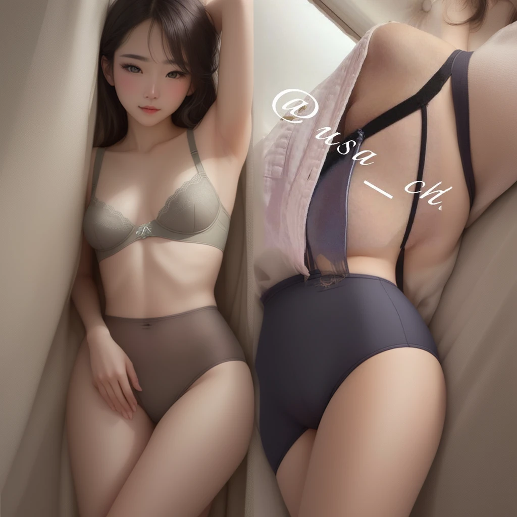 Generate a series of photos、(Complement your underwear look),Keep original image、Realistically、Reality、Without any discomfort、Match skin texture