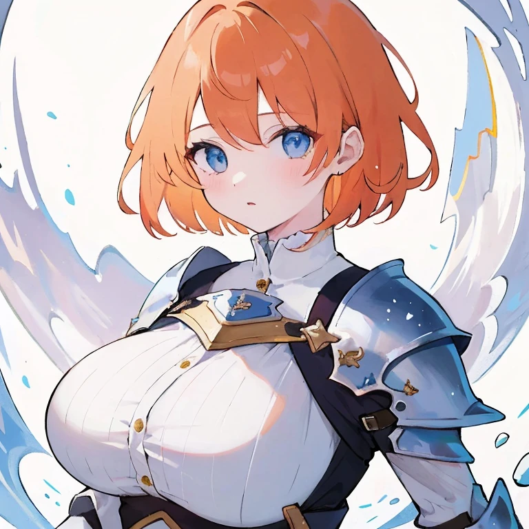 funger, very detailed illustration, 1girl, big breasts, high res high quality, masterpiece, looking at viewer, (knight), orange hair, absurdness, ultra-detailed, short hair