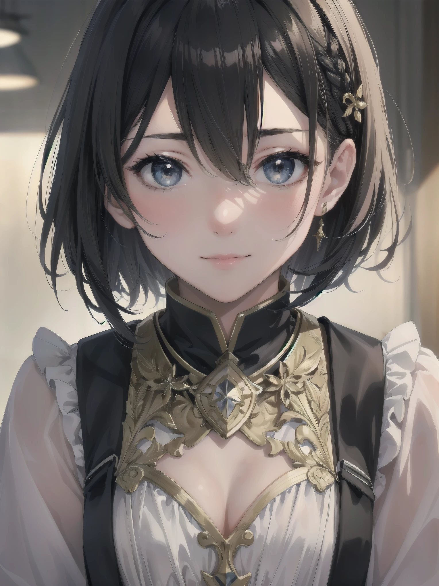 (((( top quality, masterpiece )))), ultra-detailed illustrations, realistic skin texture, depth of detail and overwhelming amount of writing,
BREAK.
One girl, solo, ta, only daughter of a marquise, Japanese, complex, detailed and realistic face, super beautiful, super model body,
BREAK.
Black hair, one-length bob cut in front, braided, hair between eyes, perfect and complex eyes,
BREAK.
Luxury goods brand uniform, lovely, intricate and stylish uniform,
BREAK.
Kawaii, blush, downcast expression, burst of laughter, looking at you with luminous eyes, captivating with mocking gestures,
BREAK.
Backgrounds in various places and scenes, diverse crowd, overwhelming amount of writing, cute girls of uneven ages,
BREAK.
Film scene, model shoot, professional light source, bold model