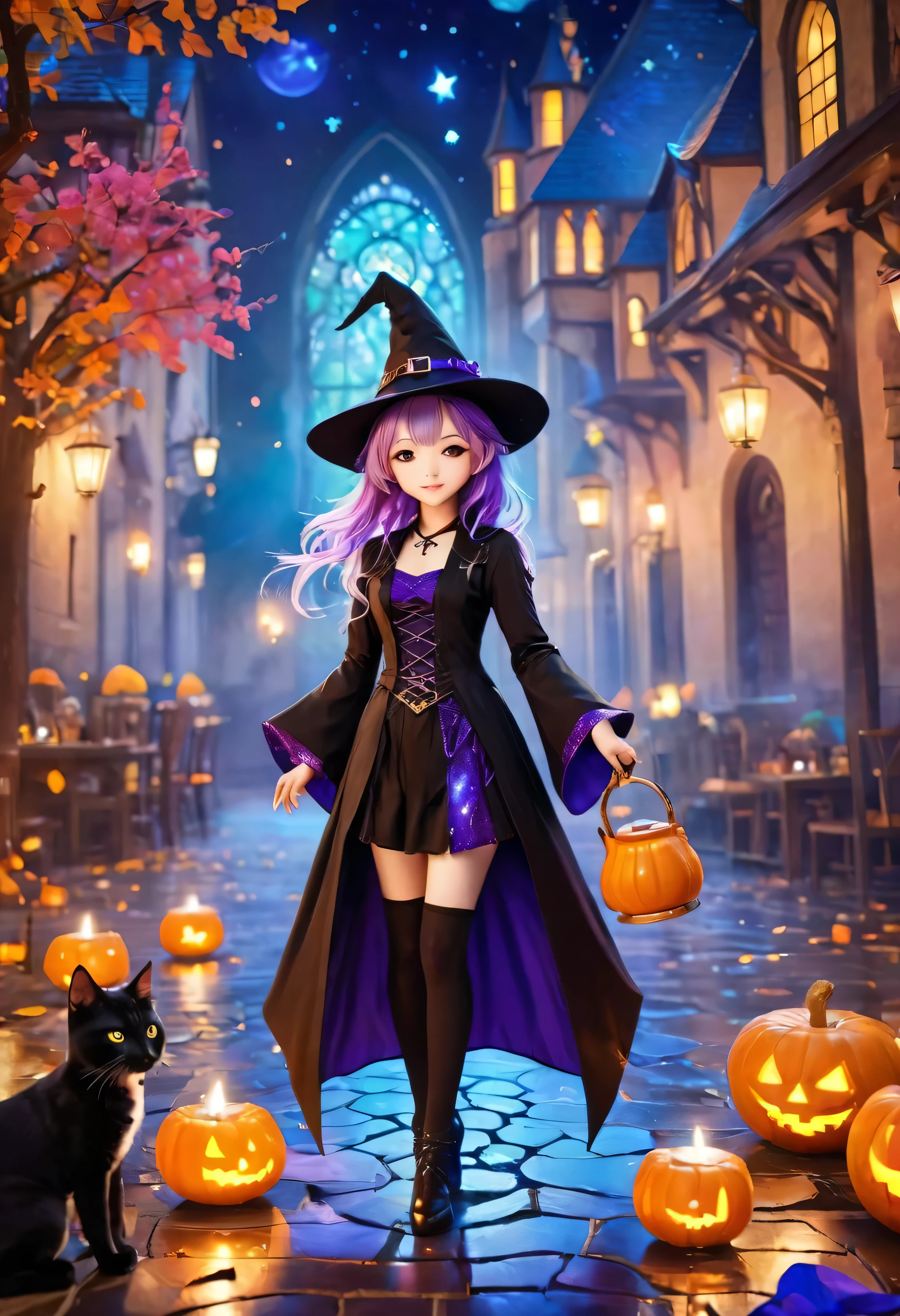Masterpiece, best quality, chibi, wizard tea party, handsome male witch, beautiful witch, happy, vibrant, colorful