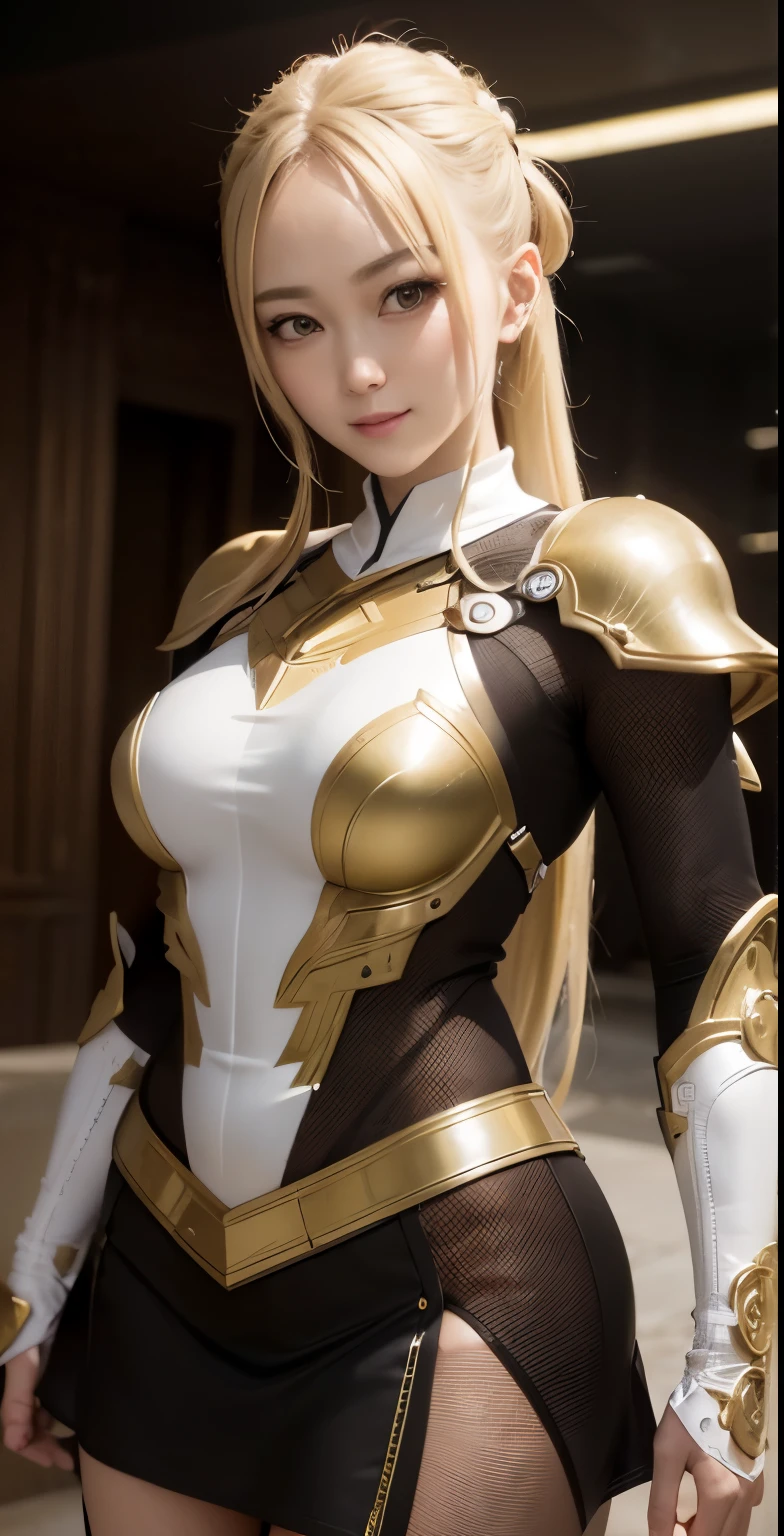 (最high quality, 8k), Shining blonde girl, Brave heroine, Wearing a miniskirt、White panties、Short mini skirt、A shining golden Scalable sword in his hand, Ultra-high resolution (Ultra-high resolution), masterpiece, In underwear、White panties、Big 、Very detailed, Attention to detail, high quality, 最high quality, Clear images, A metal sword with an exquisite texture, The delicate reflection of the blade, Intricately detailed facial features, Pores and wrinkles, Realistic depiction of veins and muscles, Ultra-high resolution, Incredibly clear clothing textures, The height of authenticity.