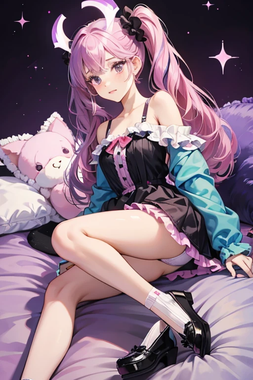 She is an American with apricot fur, a purple nose, and black ears black eyes and wears a pink dress, white panties, a dark pink scrunchy, mint green socks and dark blue slip-on shoes. Her nightwear is a dark red nightshirt with a light blue S on the front, a dark red Scrunchy and lavender slippers with a lilac stripe. SPARKLE; GLITTER