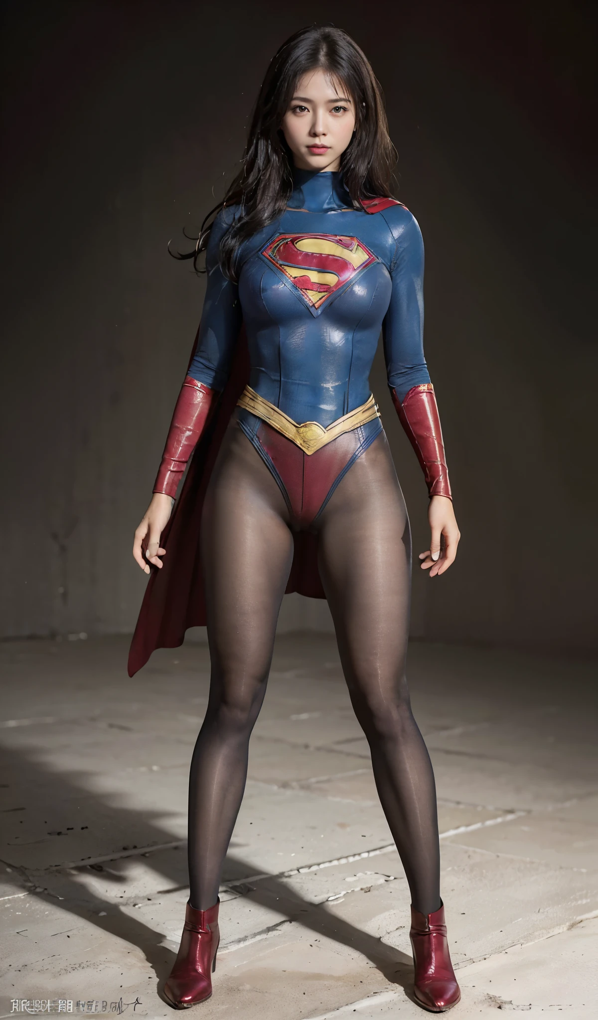 No background、(((Model Body Type)))、(((Beautiful legs in black tights.)))、(((Legally express the beauty of your smile)))、((((Make the most of your original images)))、(((Supergirl Costume)))、(((A form-fitting Supergirl costume)))、(((Beautiful Hair)))、(((suffering)))、(((Please wear black tights....、Wear red boots)))、((Best image quality、8k))、((highest quality、8k、masterpiece:1.3))、(((Preserve background )))、Sharp focus:1.2、Beautiful woman with perfect figure:1.4、Slim Abs:1.2、Wet body:1.5、Highly detailed face and skin texture、8k