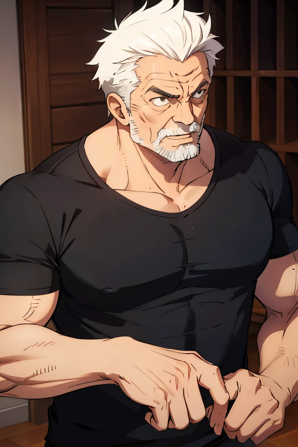 Old man Muscular with black shirt