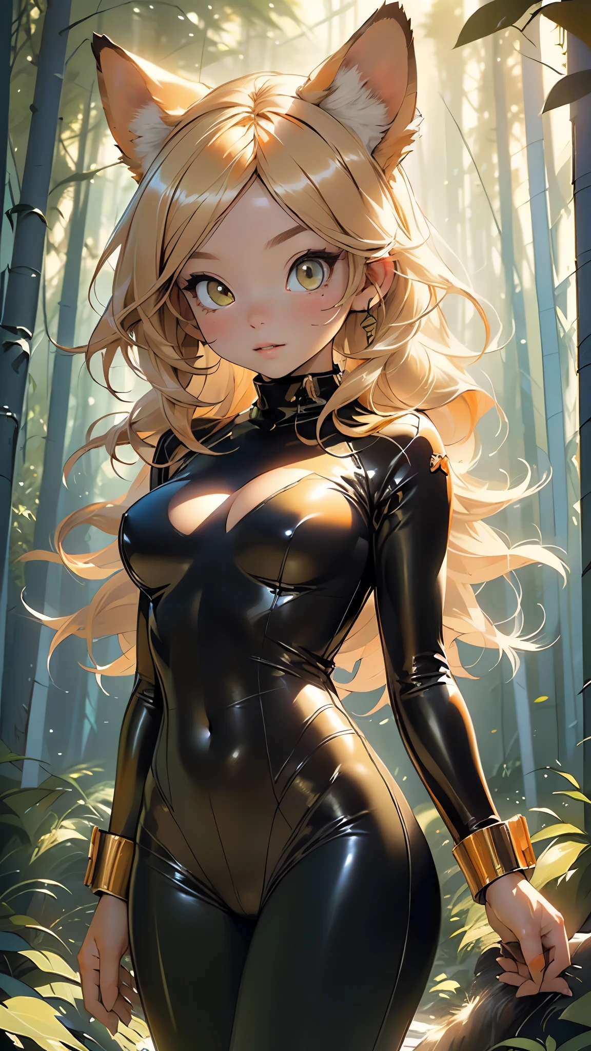 little cat girl,(((1girl))),(((little ,small tiny body,,chibi))),(((6 ))),((cat girl with extremely cute and beautiful blond)),(((cat girl,anthro furry cute,cat-girl))),(((tail,cat tail,cat ears,thin cat tail,cat ears on head,big cat ears))),
(large breasts:1.4),bountiful breasts,fluffy breasts,H cup bust,bust up,bulging bust top,(((blond messy hair:1.35,long hair,colored inner hair,messy hair,ear breathing))),((yellow_eye)), heart-shaped_pupilsintricate eyes,beautiful detailed eyes,symmetrical eyes,big eyes:1.3,((fat)),(((lustrous skin:1.5,bright skin: 1.5,skin tanned,shiny skin,very shiny skin,shiny body,plastic glitter skin,exaggerated shiny skin,illuminated skin))),(spider lower abdomen,narrow waist,wide hip,athletic body,inflated legs,thick thighs,detailed body,(detailed face)),
cute,slutty,seductive,erotic,(((nsfw))),
((hypnobodysuit, yellow_bodysuit, latex)), ((fake_animal_ears)), ((hypnosis)),
(dynamic pose:1.0),solo focus,happy,(centered,scale to fit dimensions,Rule of thirds),
((cute forest)), ((orange forest:1.5)),scenery:1.25,((intricate scenery)),((cute forest background)),puddles, scenery:1.25,((sunset, golden hour)),
(Glossy fantasy ornaments),highres,sharp focus,(ultra detailed,extremely detailed),(photorealistic artwork:1.37),(extremely detailed CG unity 8k wallpaper),(((vibrant colors,vibrant theme))),(intricate),(masterpiece),(best quality),artistic photography,(photography taken by sldr),(intricate background),perfect rendered face,perfect face details,realistic face,photo realistic,((intricate detail)),(((realism))),