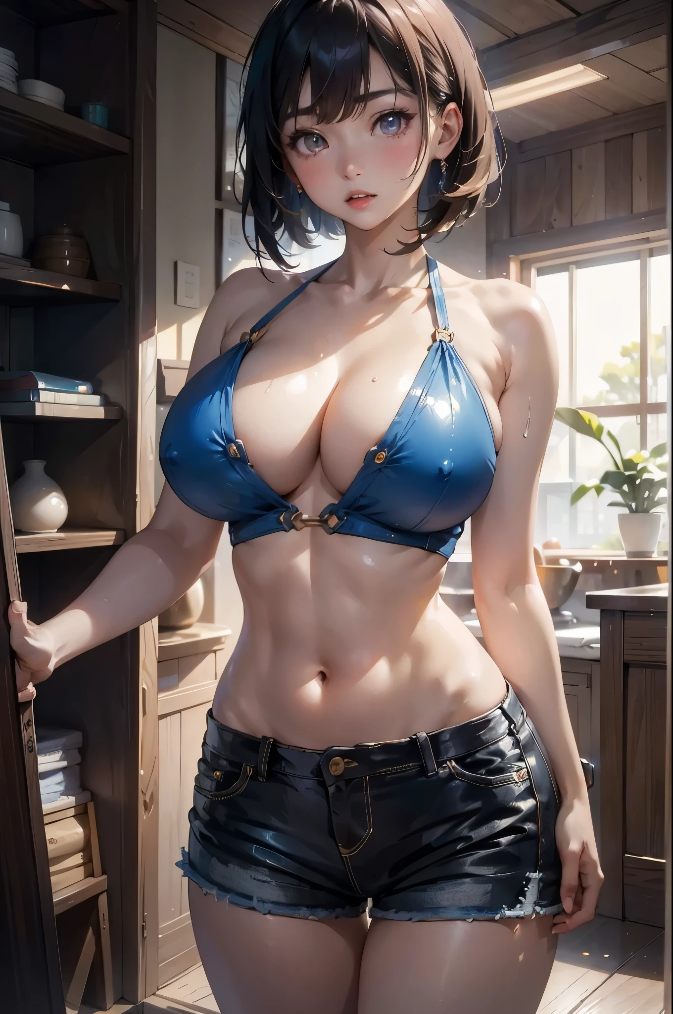 Asian woman in white shirt and blue shorts, Larissa Manobar, 18 years old, Young cute pale Asian face, With bangs, Gemma Chan beautiful girl, 1 8 Yes, Beautiful Chinese model, Gorgeous young Korean woman, Beautiful Asian girl, Lingmei you today, Instagram Models, neat hair With bangs, Young Asian Girl,huge , Crazy breast swelling, Chest larger than shoulder blades, Big breasts and thin waist,(huge breasts:1.2),Hydrated skin((rogue))((非常huge乳房)),((Grooves reveal original skin))