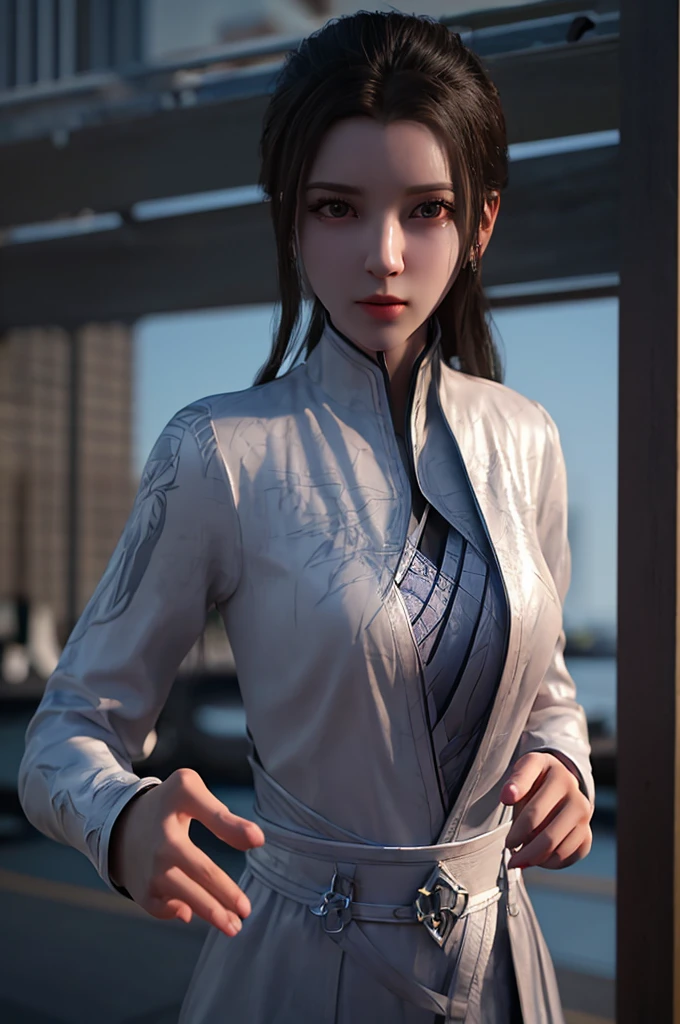 best quality,high resolution, high resolution, 4K, 8k,3D Rendering, Professional lighting, forward lighting, Photon Mapping,Physically Based Rendering,masterpiece, (Upper Body), A girl, luxueqi, Solitary, Looking at the audience,