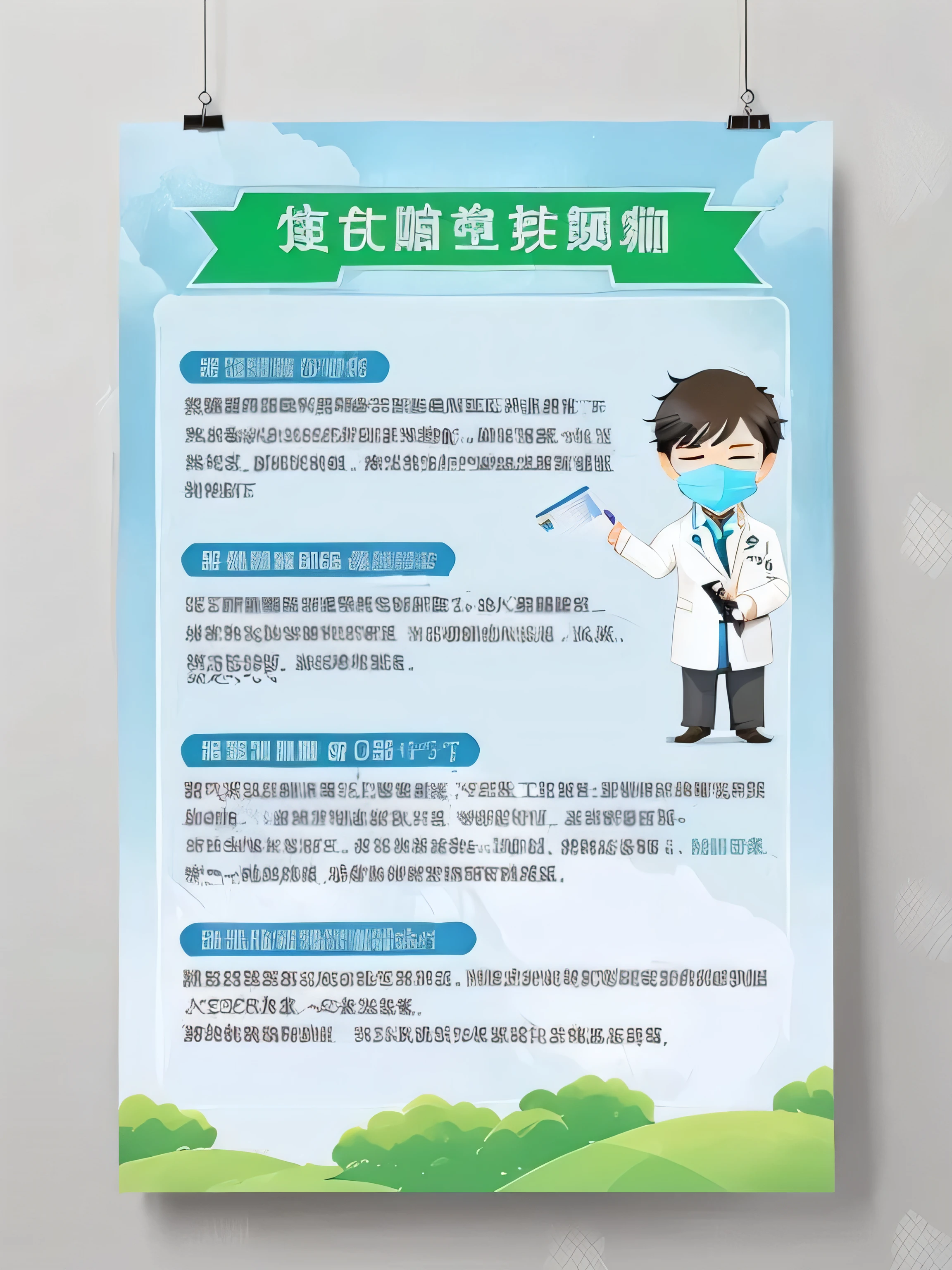 A poster with a doctor holding a stethoscope and a sign that says,, A poster, (doctor), doctor, clean medical environment, Coronavirus poster, Chiba Yudai, local conspirator, medical, medical doctor, Poster style, Chinese text, Ghost Festival, poster, Surgery doctor