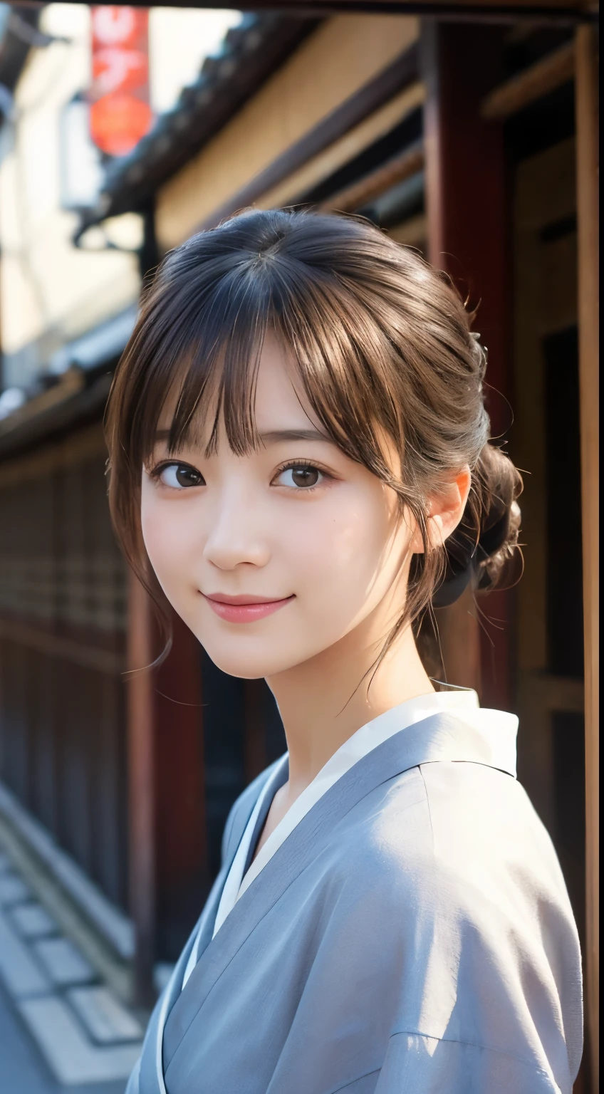 Professional Lighting,(Photorealistic:1.4), (Top image quality:1.0), (超A high resolution:1.0), 8k, Raw photography, (masterpiece:0.2), (Facing the children_v1:0.5)、(最高quality Detail:1.2)、Realistic、8K Ultra HD、High resolution、(1 girl:1.2)、超detailedな、High quality textures、複雑なdetailed、detailed、Very detailed CG、High quality shadows、detailed 美しく繊細な顔、Beautiful details and a delicate eye、(Symmetrical eyes:1.2),Written boundary depth、Ray Tracing,1 girl, Japanese Girls, (Natural smile:1.4),cute, thin, Portrait of a beautiful Japanese woman in a kimono, Standing elegantly on a street corner in Kyoto. Kimono with vibrant traditional patterns, Hair decorated with elegant and delicate hairpins, Gentle expression. (With the old streets of Kyoto in the background:1.4)、The soft light of a spring afternoon、Adding tranquility to the scene. Rendered in a Realistic style with great attention to detail, High resolutionの画像.Sky Porn, Magic Hour, (Realistic:1.3), finely, quality, (Tabletop:1.2), (Realistic:1.2), (最高quality), (複雑なdetailed), dramatic, Ray Tracing, photograph, +roller