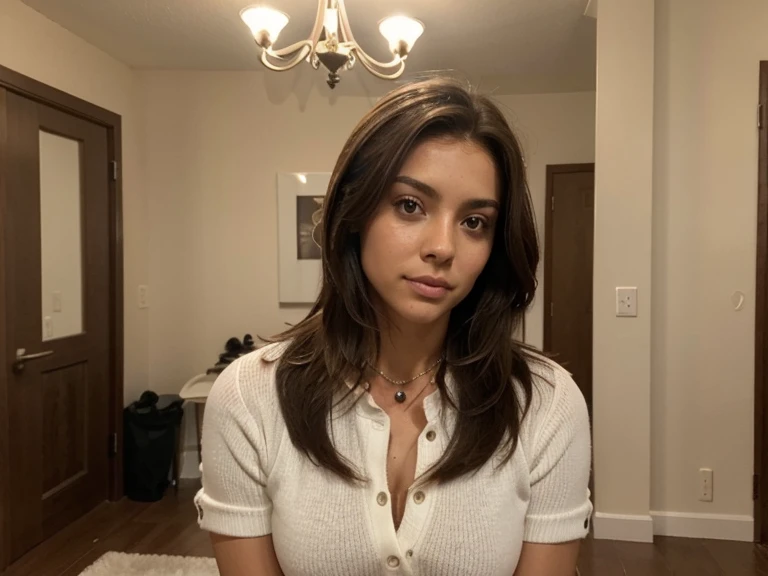 una chica en ropa interior sexy, edad 28, Solo, pelo largo rubio, Colosal , mirando al espectador, pelo rubio, hombros descubiertos, Brown eyes, joya, cuerpo completo, un collar, fuera de los hombros, realista, un sexy, senos sexy
