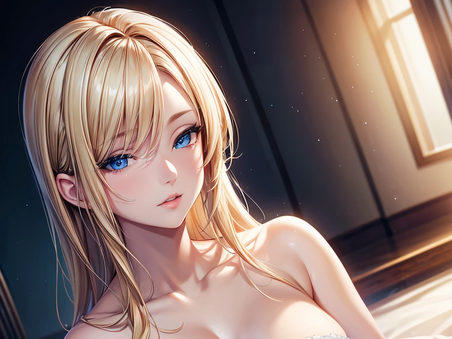 portrait, actual, blue eyes, Blonde hair, Medium Breast, 4K resolution, High quality CG, Beautiful CG, Soft Light, Octane Render