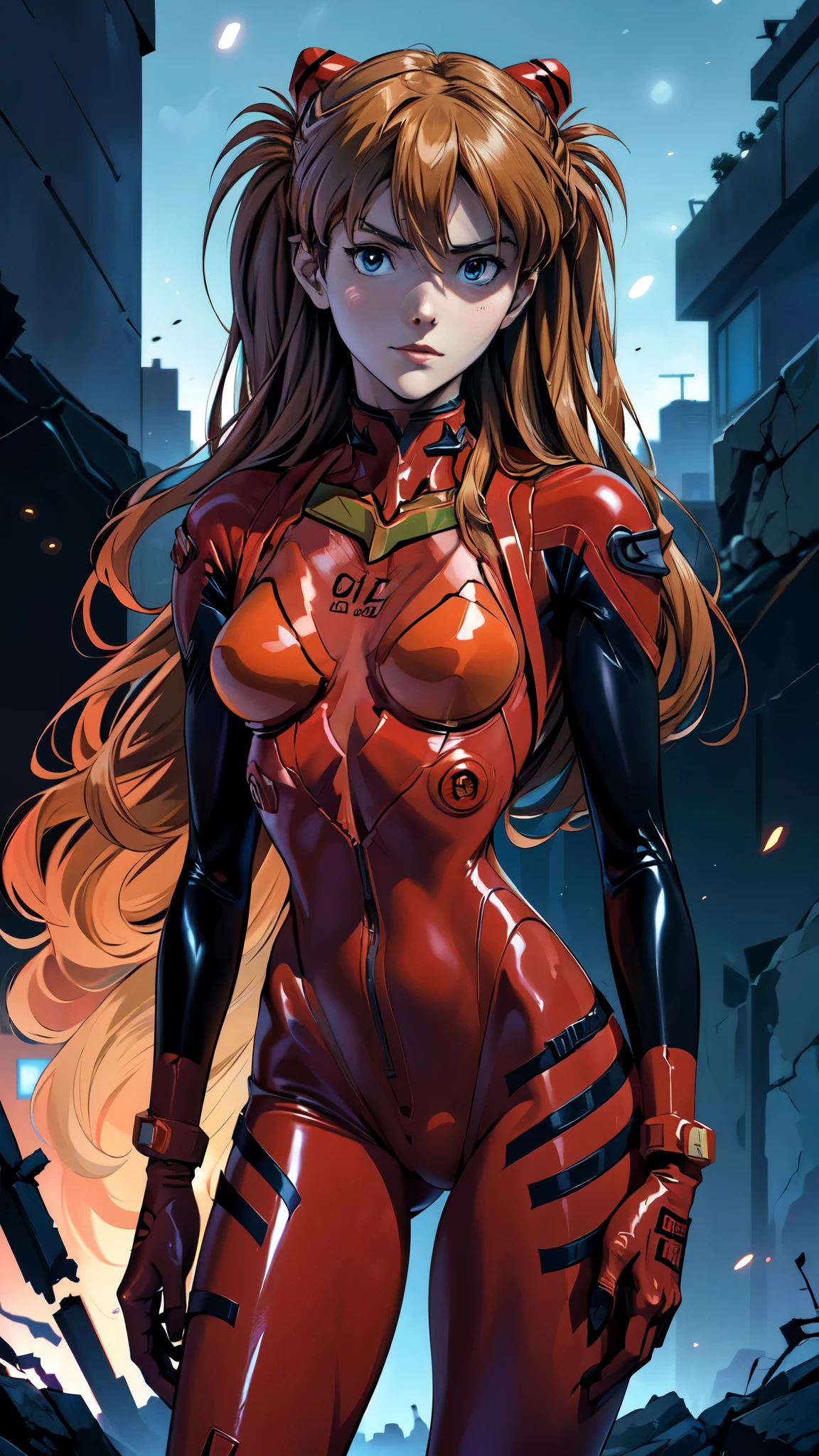 (rear view, backside view),Evangelion de Asuka Langley, una mujer impresionante, confidently using her phone on a vibrant city street in modern clothing,(Red latex bodysuit :1.4) ((abdominales delgados:1.4)), ((Ombligo expuesto)), ((abdominales cortados en v:1.3)), ,(Fondo de ruinas de mazmorra en ruinas:1.4 ), realista, super detail, ((Obra maestra)), (cinematic lighting), ((dark lighting)), (Asuka Langley:1.4),( Asuka Langley V2.1), More detailed 8K.motor irreal:1.4,UHD,La mejor calidad:1.4, fotorrealista:1.4, textura de la piel:1.4, obra maestra:1.8,obra-prima, mejor calidad,objeto Objeto], (detailed face features:1.3),(Las proporciones correctas),(Ojos hermosos azules),  (pose vaquero),( face detailed :1.4), (rear view, backside view),(tiene un culo hermoso) 