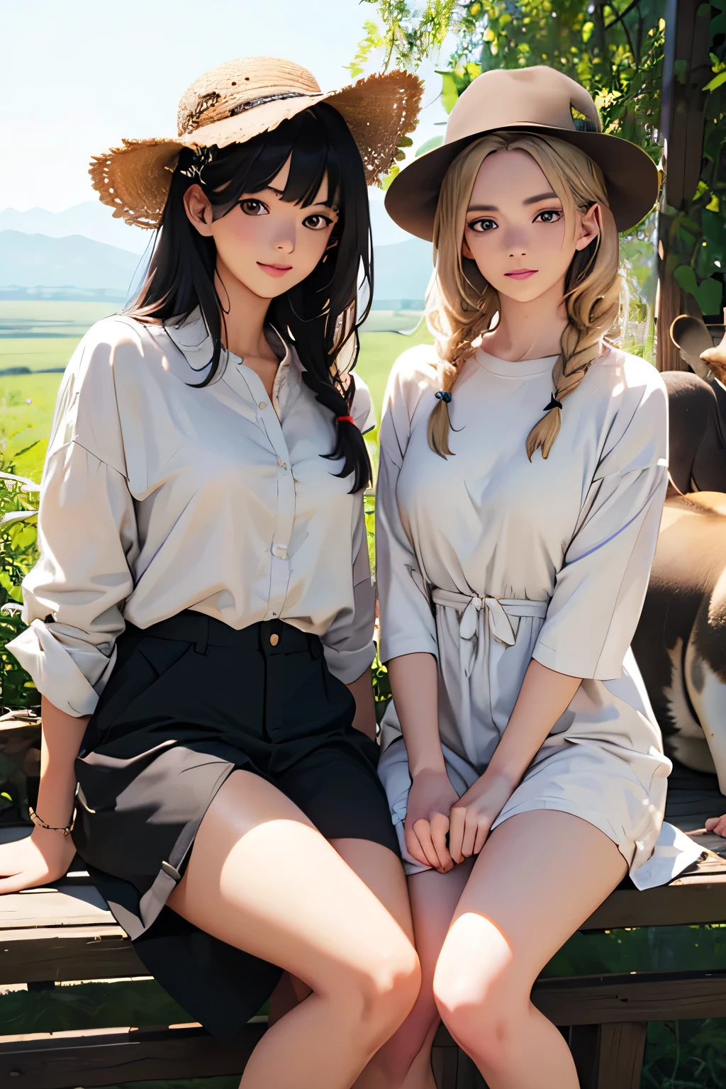 highest quality、High resolution、Detailed Background、(Beautiful face in every detail:1.4)、Anatomically correct、(Draw the usual number of fingers:1.2)、(Detailed facial expressions)、(Detailed eyes:1.2)、(Detailed eyes:1.2)、age beauty、(Highly detailed face:1.4)、Bobcut、ponytail、Braided long hair、Wavy Hairstyle、well-groomed eyebrows、Perfect body line、Wildlife Safari、Spectacular natural scenery、Excited、A fun atmosphere、A big smile、Show upper body、
(Two beautiful girls photographed with wild animals in the background:1.5)、
Land tours take you to wildlife habitats and sanctuaries in vehicles such as jeeps and trucks.、From large animals to small birds々You can see a variety of wildlife、Lion、elephant、giraffe、Leopard、Hippopotamuonkey、birds、Reptiles, etc.、Serengeti National Park、Masai Mara National Reserve、Kruger National Park、Rocky Mountains、
A lightweight shirt dress is perfect for hot weather.、Wear comfortable sandals on your feet.、Accentuate with hats and sunglasses、We recommend shorts and a light blouse.、It is a good idea to choose shorts that are easy to move in and a long-sleeved blouse that will also protect your arms and neck from the sun.、Wear comfortable sneakers on your feet.