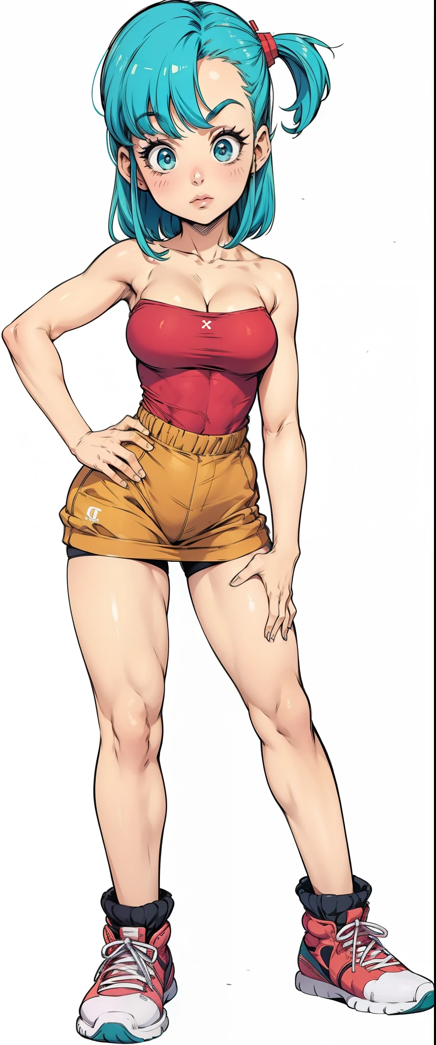 Bulma, personagem Feminina, extremamente realista, muito linda, Fitness, bunda grande, pernas grossas, 8K