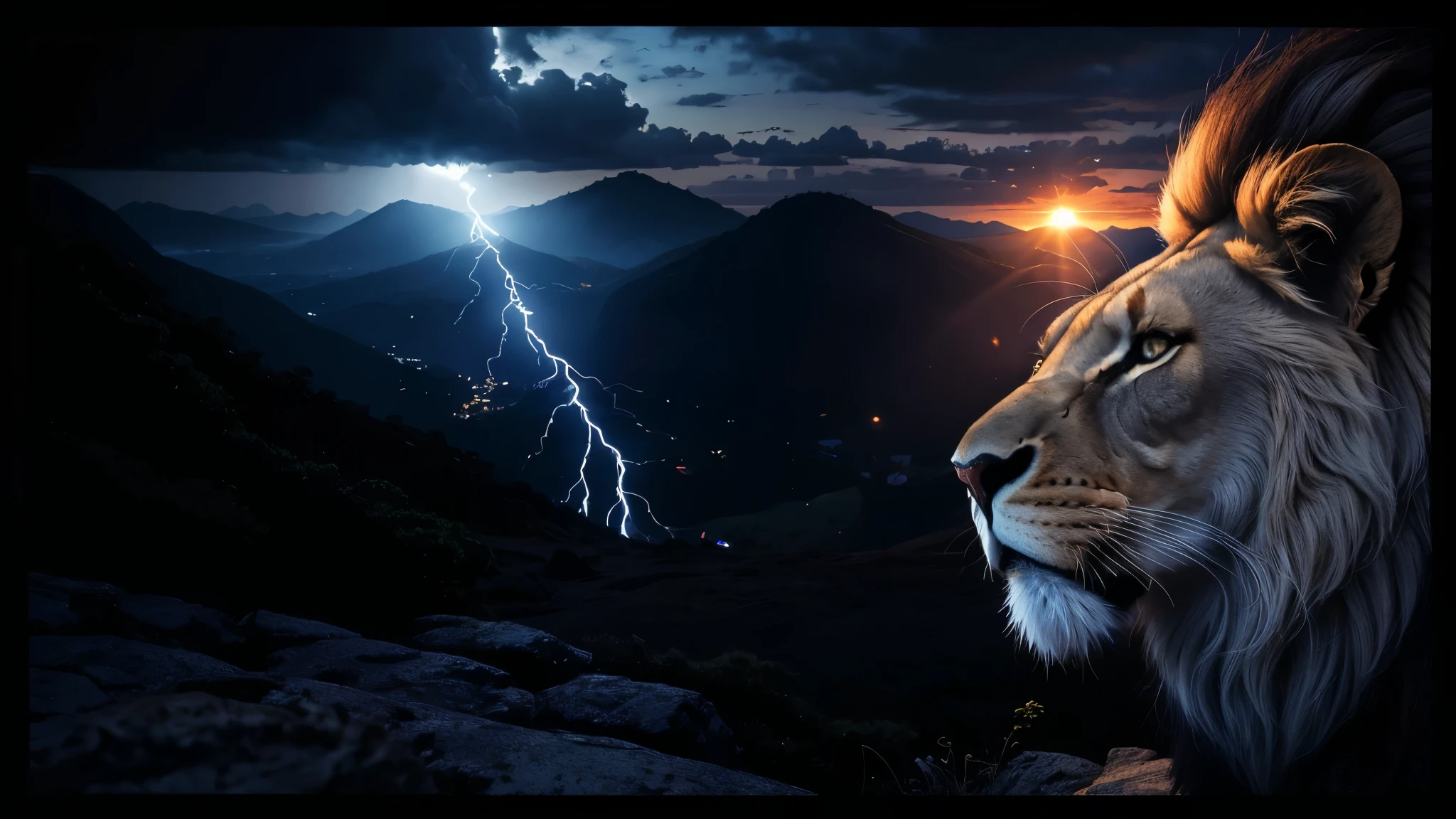 Lion, Divine Lion, naturais, Natureza, Natureza, Linda, renderizado, fotorrealista, UltraHD, 4k, texturasdetalhadas, thunders, sombras detalhadas, cores detalhadas, por do sol, sol se pondo, Sunset, Natureza Linda, Great Divine, por do sol, contraste detalhado, contraste realista, high resolution, cores detalhadas, fogo, eletricidade, divina criatura, 8k, Detailed Realistic, 16K, 8K, HD, contraste detalhado, contraste realista, high resolution, cores detalhadas, fogo, eletricidade, divina criatura, 8k, Detailed Realistic, Elegante,