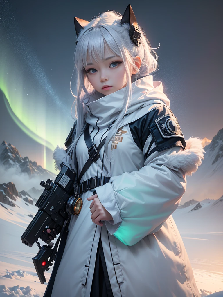 Model shooting style, (Extremely detailed CG Unity 8K wallpaper),Cyberpunk characters [有雾的Snow Mountain风景，Snow Mountain] Immerse yourself in the beautiful aurora，Living in the clouds of the starry sky，Behind the clouds，（Double contact：1.3），(The transparent and ethereal face of the girl blends into the aurora，Snow Mountain叠加多重元素融合画面，photography：Brandon Woelfelmist，surreal dreamscape，Gray vibe，Rainy Day，That&#39;s it，Right of use，HDR，Surrealist art fantasy style，Epic digital fantasy art style，Beautiful sci-fi art, Sci-fi digital art illustration,Sci-fi digital painting, futuristic digital painting, futuristic concept art, 科幻Snow Mountain景观前, Sci-fi digital art, Dreamy transparent ethereal girl portrait