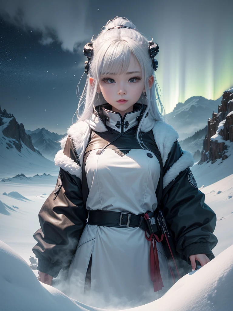 Model shooting style, (Extremely detailed CG Unity 8K wallpaper),Cyberpunk characters [有雾的Snow Mountain风景，Snow Mountain] Immerse yourself in the beautiful aurora，Living in the clouds of the starry sky，Behind the clouds，（Double contact：1.3），(The transparent and ethereal face of the girl blends into the aurora，Snow Mountain叠加多重元素融合画面，photography：Brandon Woelfelmist，surreal dreamscape，Gray vibe，Rainy Day，That&#39;s it，Right of use，HDR，Surrealist art fantasy style，Epic digital fantasy art style，Beautiful sci-fi art, Sci-fi digital art illustration,Sci-fi digital painting, futuristic digital painting, futuristic concept art, 科幻Snow Mountain景观前, Sci-fi digital art, Dreamy transparent ethereal girl portrait