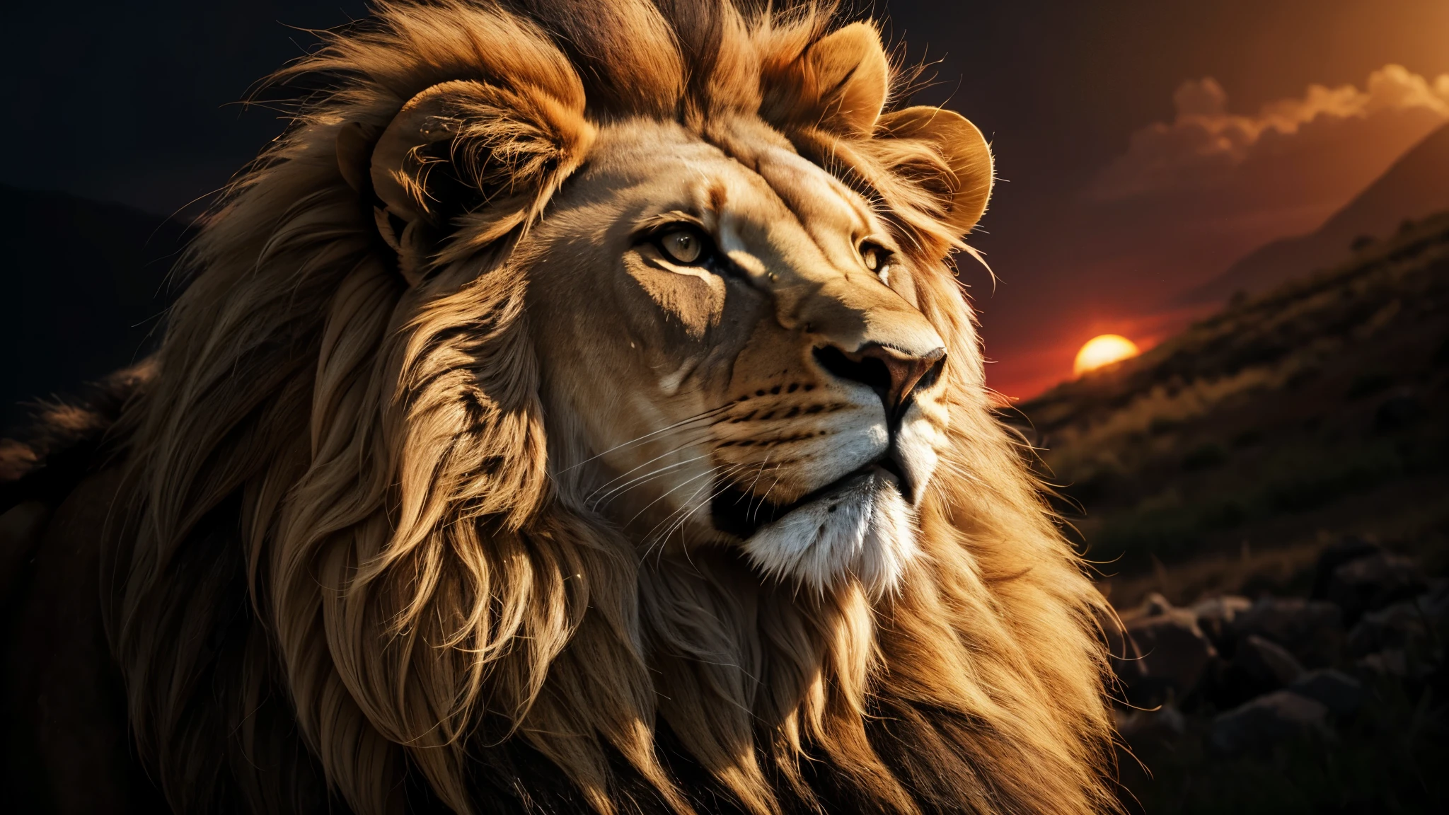 Lion, Divine Lion, naturais, Natureza, Natureza, Linda, renderizado, fotorrealista, UltraHD, 4k, texturasdetalhadas, thunders, sombras detalhadas, cores detalhadas, por do sol, sol se pondo, Sunset, Natureza Linda, Great Divine, por do sol, contraste detalhado, contraste realista, high resolution, cores detalhadas, fogo, eletricidade, divina criatura, 8k, Detailed Realistic, 16K, 8K, HD, contraste detalhado, contraste realista, high resolution, cores detalhadas, fogo, eletricidade, divina criatura, 8k, Detailed Realistic, Elegante,