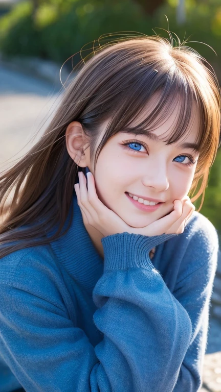 k), (highest quality: 1.2), (Realistic), (Realistic: 1.37), Ultra-high resolution, 1 girl, Beautiful girl with a smile of a Japanese high school student,Blue Eye Color, Has Ahiro's mouth, Beautiful details, Beautiful Nose, Long hair, beautifully wet, Giant Dulcefo, pork,Thighs,Self Snap,Japanese high ,sunny day,Looking out at the sea,Holding a train strap,Downward,(Wine red blazer 1),(Dark brown pleated skirt),Dark red bow tie,(The skirt and tie are tartan checked.:1.3),Thighs,Knee-high tights,Thighsにクローズアップ,Young and cute gravure idol,