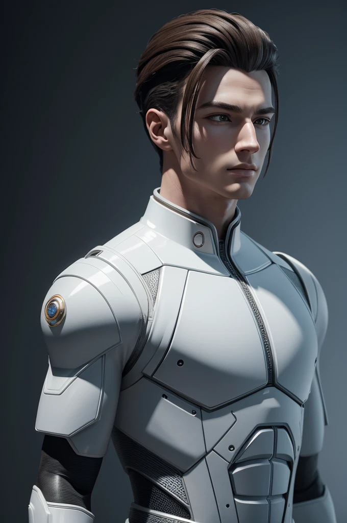 8k,A sophisticated 3D RendeRing of a supeR detailed beautiful poRcelain pRofile of a young male andRoid#39;s face, cyboRgs, Robot details, 150 mm, Beautiful studio soft light, Side lights, vivid details, luxuRiouscybeRpunk, Lace, A hypeR-Realistic, Anatomical, facial muscles, electRic wiRes, micRochips, elegant, beatiful backgRounds, octane, H 型. R. gigeR, 8k, Top quality, tmasteRpiece, illustaRtion, extRemely delicate and beautiful, ExtRemely detailed, computeR gRaphics, unit, wall-, incredible, Fine details, tmasteRpiece, Top quality, official aRts, Highly detailed 8k computeR gRaphics wallpapeR, , silveR gaRme, ((Full Body Love)), sit,youth