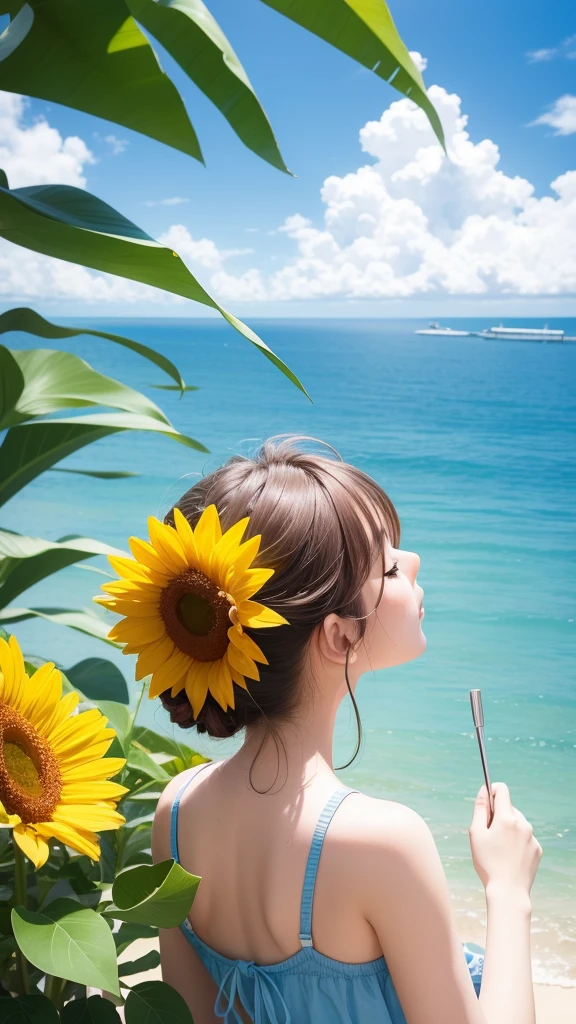 summer、blue-sky、Into the cloud、Sun flower、Faraway view、