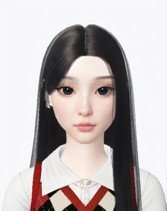 a close up of a person with long black hair wearing a sweater, inspired by Sim Sa-jeong, hyperrealistic , with very highly detailed face, kawaii realistic portrait, detailed long black hair, inspired by Ma Yuanyu, single realistic face, with fully detailed faces, realistic young anime girl, straight hairstyle, hyperrealistic , realistic