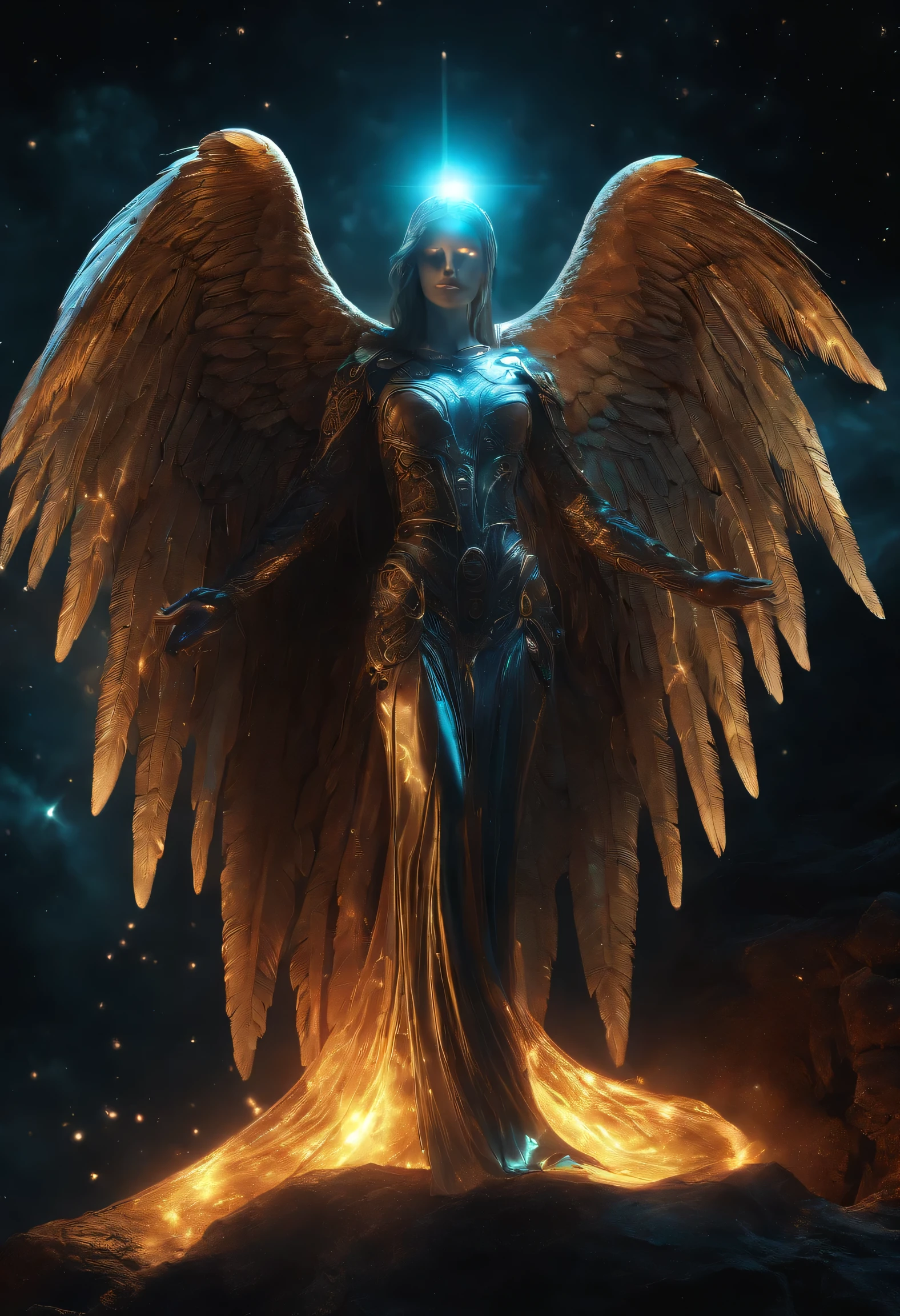 Space Fallen Angel, Luminescence的眼睛, biology, weird, crawl, Nightmare, Very bright colors, Light Particles, Luminescence, Mshiv, Wallpaper Art, Ultra HD Wallpaper