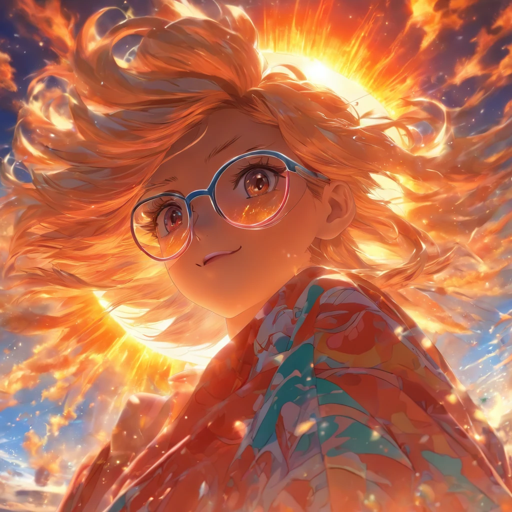 The sun calls Glasses woman