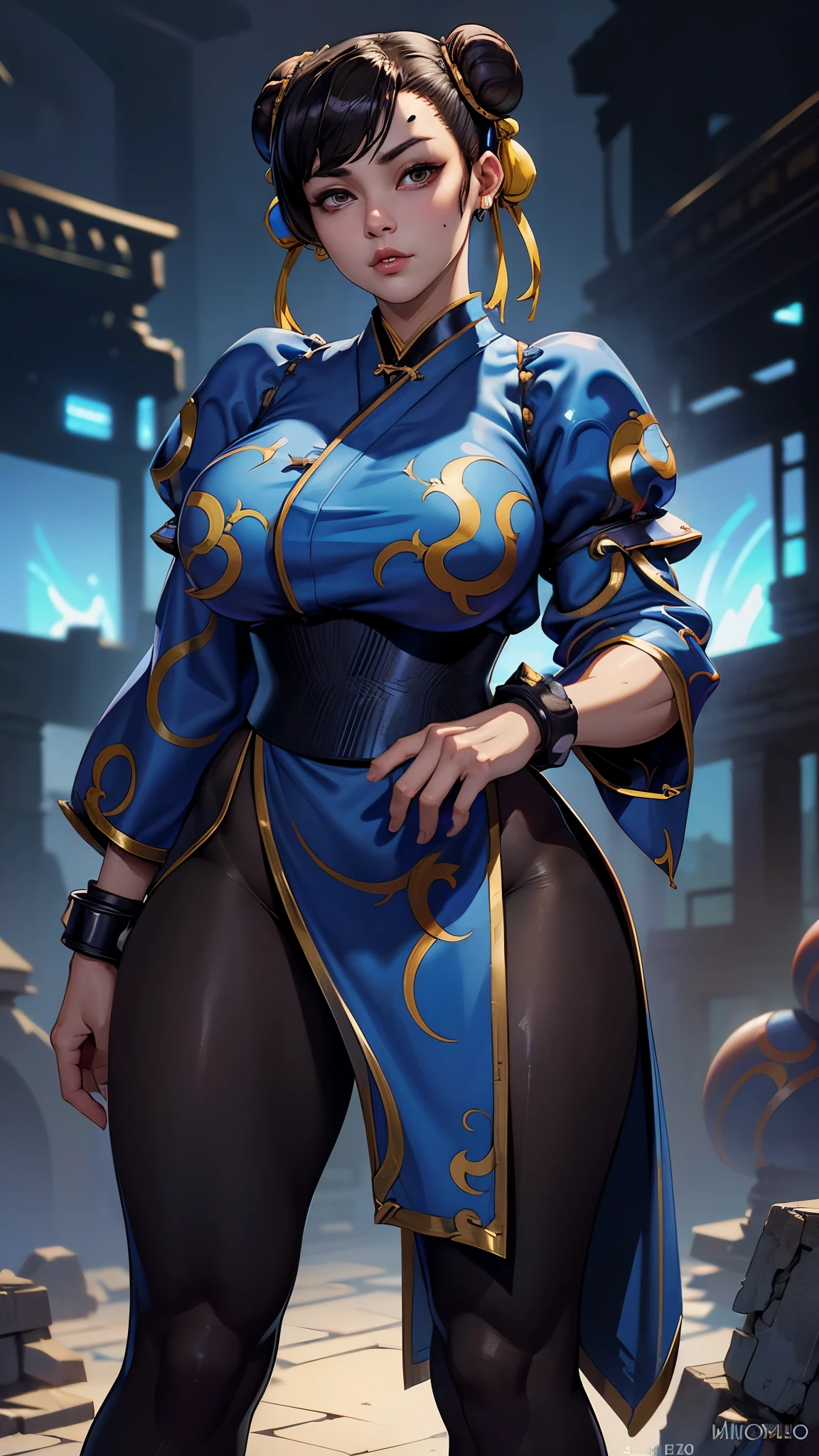 Chun Li con un vestido azul  posando para una foto,,(Fondo de ruinas de mazmorra en ruinas Tokio cyberpunk :1.4 ), hermosa joven coreana, , joven y adorable rostro coreano, muchacha coreana, Young cute pale asian face, jaeyeon nam, ig model | tipo germen, preciosa modelo china, foto de modelo chica delgada, modelo de moda fe****** coreana, (Chun Li:1.4), (Chu Li V2.1), ,(Fondo de ruinas de mazmorra en ruinas:1.4 ),( pantimedias nylons) , face detailed :1.4),( Cinematic V2.1), manos perfectas: 1.5, Black Pantyhose Bloom,fondo piedras grandes,( japanese kimono :1.4), (fondo efecto de humo negro de arena :1.4 ) 