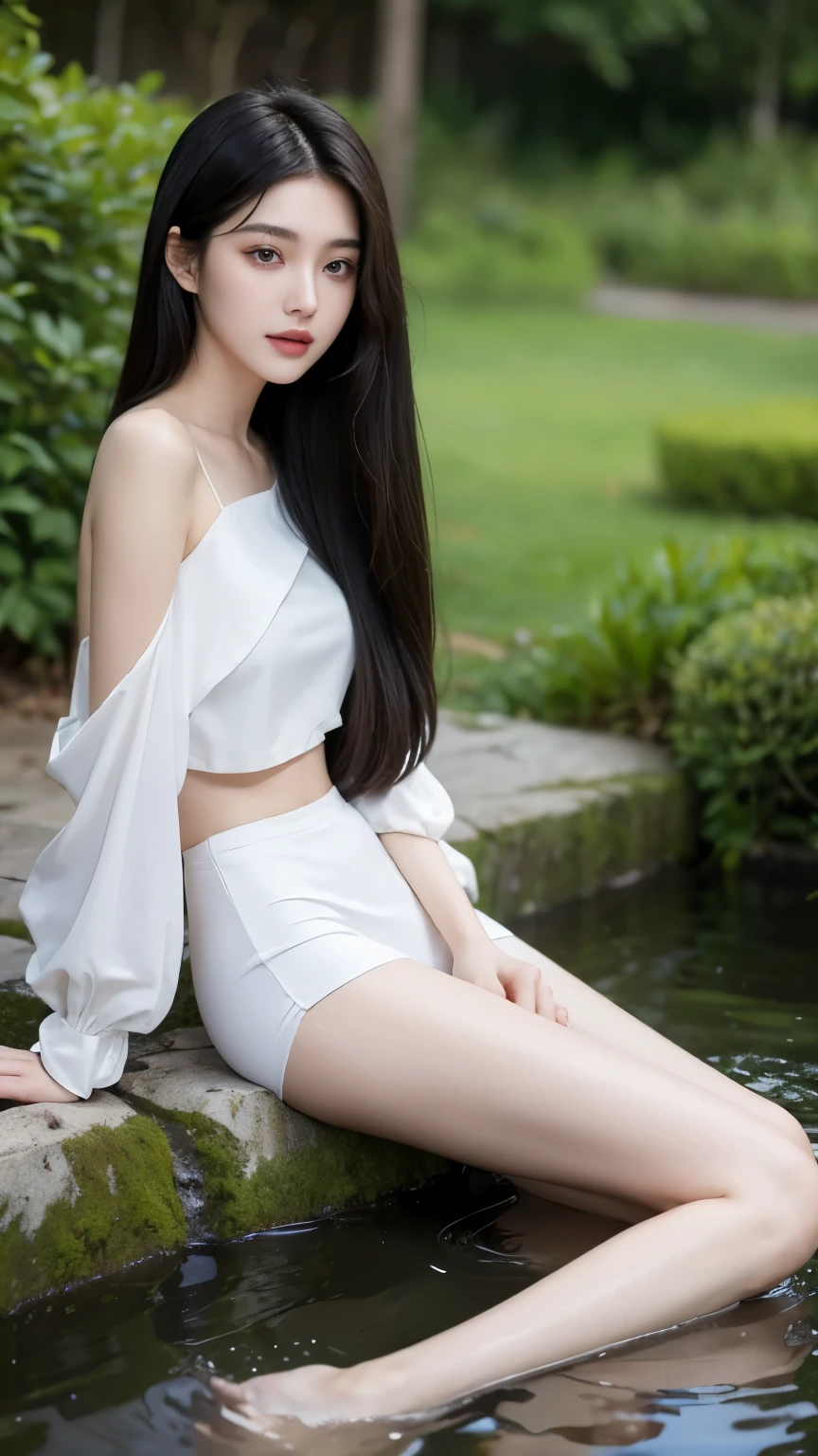 Ultra-fine details,Peerless Beauty,(20-year-old beautiful princess),individual,Long eyelashes,Big watery eyes,long leg,Perfect face shape,Perfect and exquisite facial features,Glossy lipstick,Straight black long hair,Smooth and delicate skin,Hydrated and radiant skin,full-body