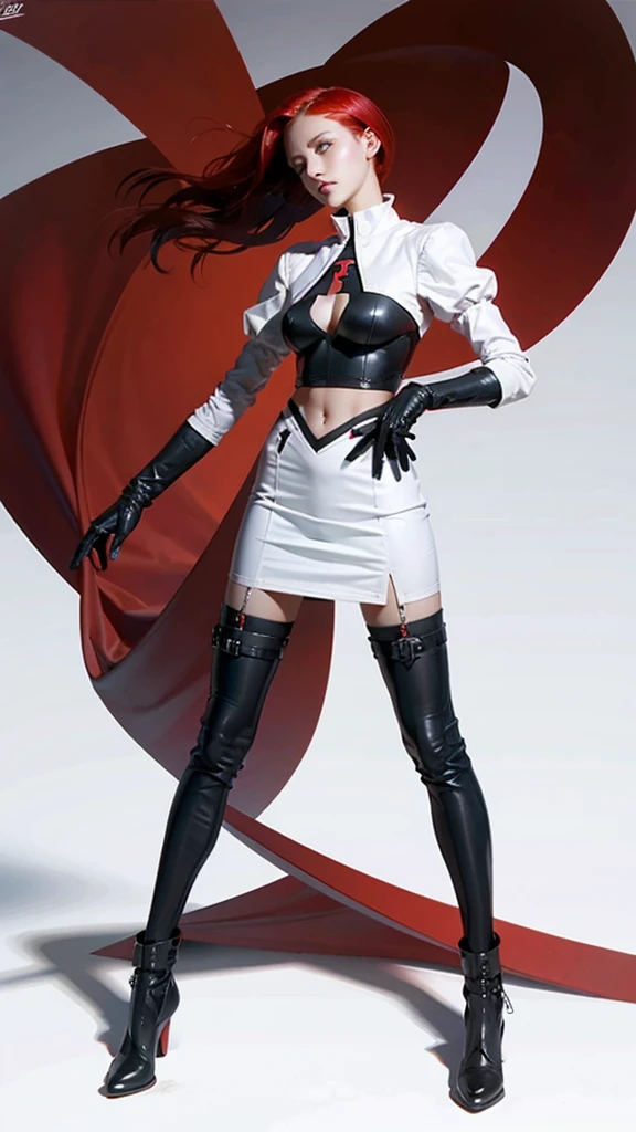 femele，Wear a tight-fitting wedding dress and a neck blouse，Long over-elbow patent leather gloves，Wear a metal chastity belt on the lower body，White patent leather over-the-knee stockings，Contains faces，Contains legs，Contains feet，Spread your legs，the hair，Princess Crown，Full body front image
