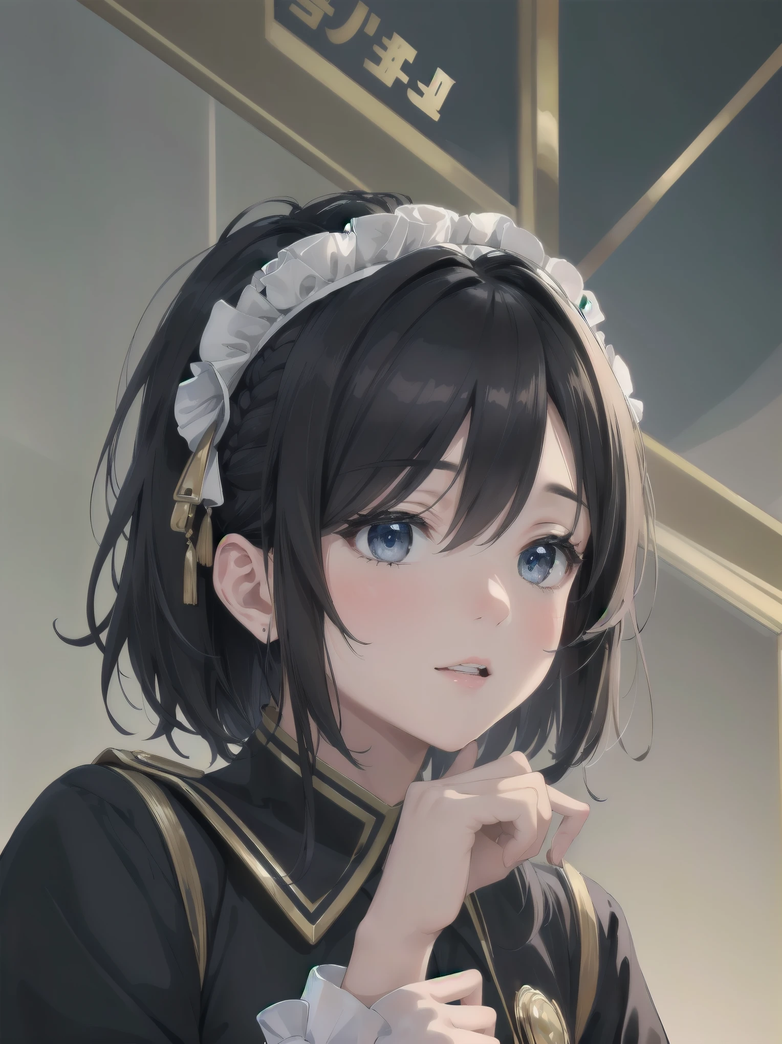 (((( top quality, masterpiece )))), ultra-detailed illustrations, realistic skin texture, depth of detail and overwhelming amount of writing,
BREAK.
One girl, solo, lolita, only daughter of a marquise, Japanese, complex, detailed and realistic face, super beautiful, super model body,
BREAK.
Black hair, one-length bob cut in front, braided, hair between eyes, perfect and complex eyes,
BREAK.
Luxury goods brand uniform, lovely, intricate and stylish uniform,
BREAK.
Kawaii, blush, downcast expression, burst of laughter, looking at you with luminous eyes, captivating with mocking gestures,
BREAK.
Backgrounds in various places and scenes, diverse crowd, overwhelming amount of writing, cute girls of uneven ages,
BREAK.
Film scene, model shoot, professional light source, bold model