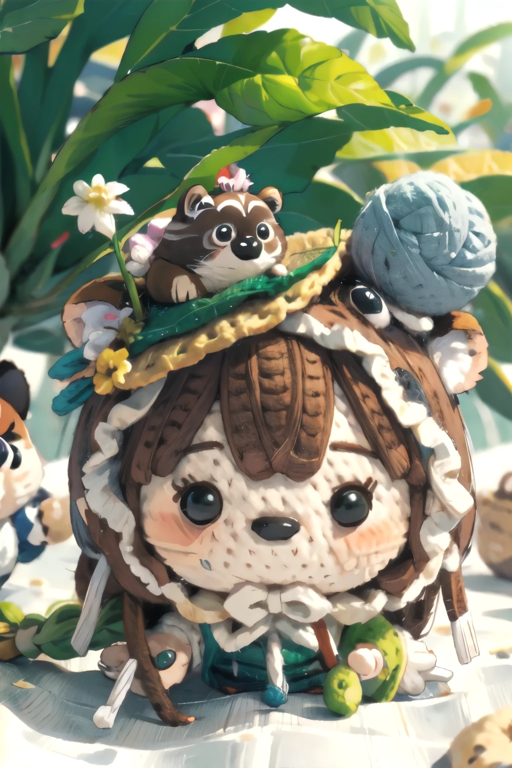 Surrealism、dream-like、 Cute Tanuki、Fantasy creatures